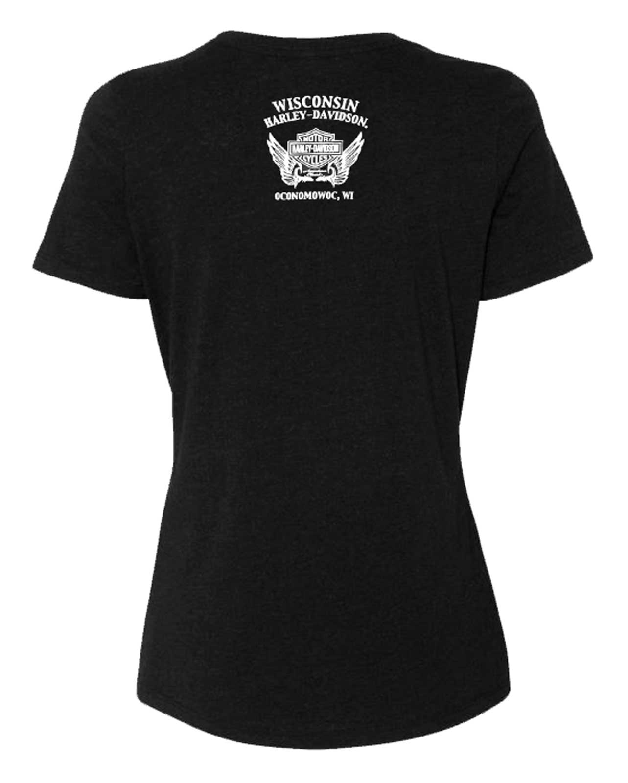 Harley-Davidson Free Shipping - Harley-Davidson Women's Paradise RWB Short Sleeve Raw-Edge Scoop Neck Tee, Black - Free Shipping on many products plus Orders Over $99