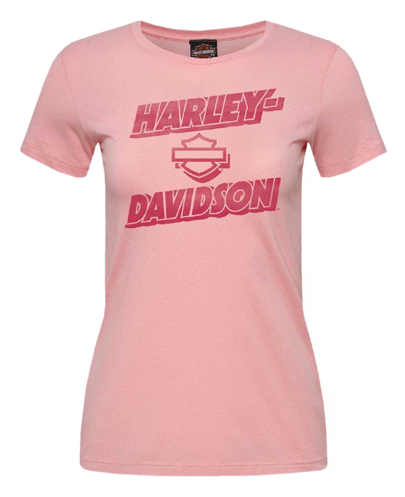 Harley-Davidson Women's Rouge Short Sleeve Crew-Neck Cotton Tee, Light Pink - Wisconsin Harley-Davidson