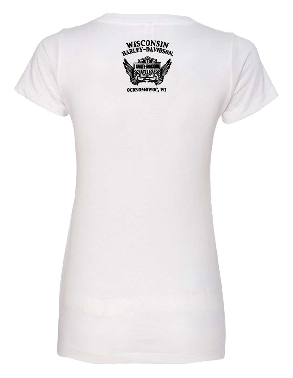 Harley-Davidson Free Shipping - Harley-Davidson Women's Charm Short Sleeve V-Neck Poly-Blend Tee, White - Free Shipping on many products plus Orders Over $99