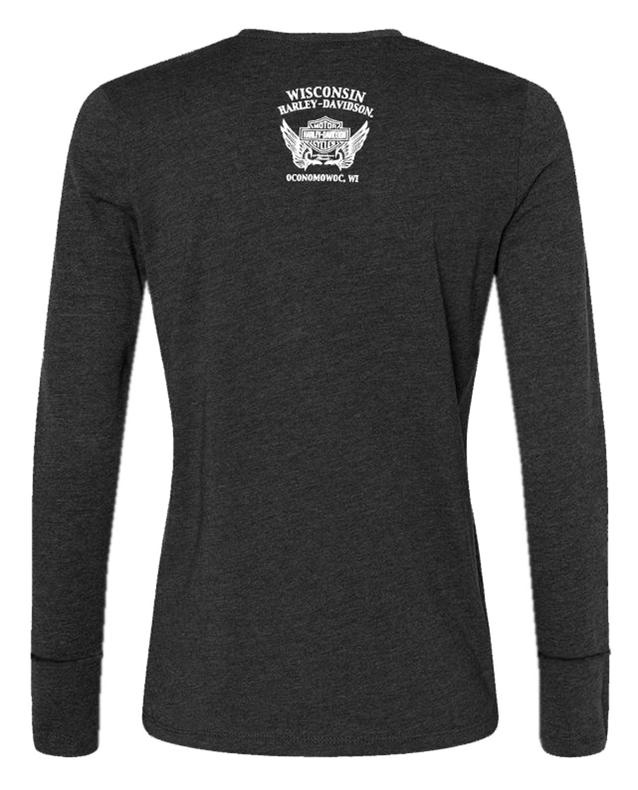 Harley-Davidson Free Shipping - Harley-Davidson Women's Amber Long Sleeve Scoop Neck Tee w/ Thumbholes, Black - Free Shipping on many products plus Orders Over $99