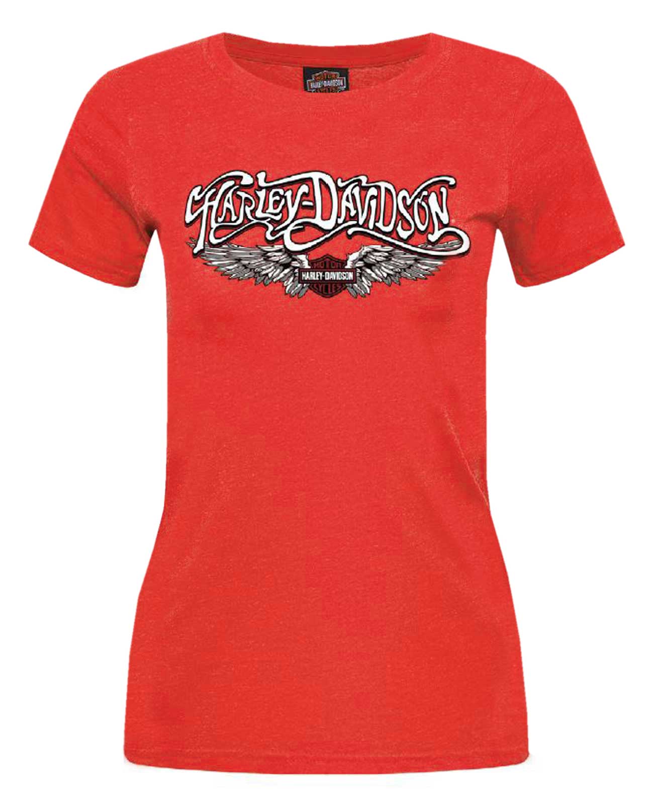 Harley-Davidson Women's Superstar Short Sleeve Crew-Neck Poly-Blend Tee, Red - Wisconsin Harley-Davidson