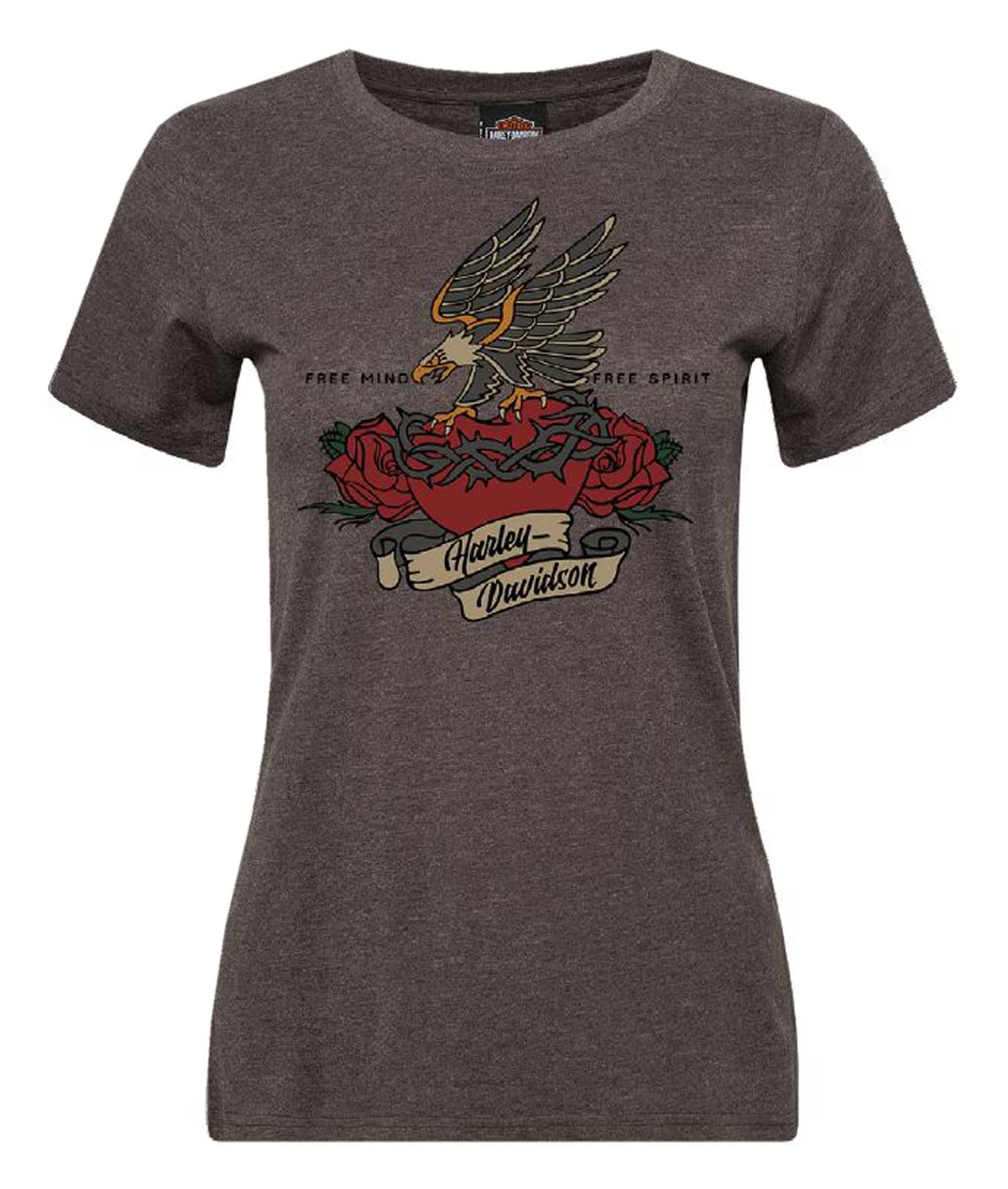 Harley-Davidson Women's Mariner Short Sleeve Crew-Neck Poly-Blend T-Shirt, Gray - Wisconsin Harley-Davidson