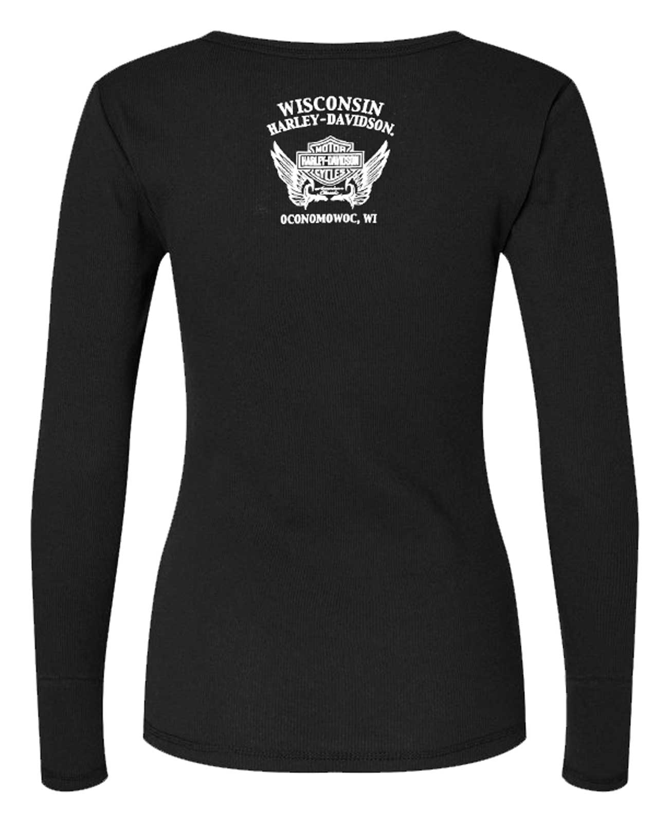 Harley-Davidson Free Shipping - Harley-Davidson Women's Broadcast Long Sleeve V-Neck Cotton Shirt, Black - Free Shipping on many products plus Orders Over $99