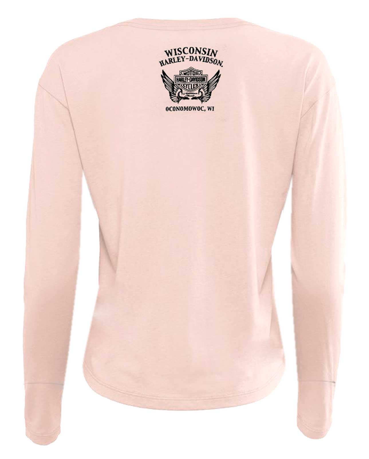 Harley-Davidson Free Shipping - Harley-Davidson Women's Hardy Long Sleeve V-Neck Shirt w/ Thumbholes, Blush - Free Shipping on many products plus Orders Over $99