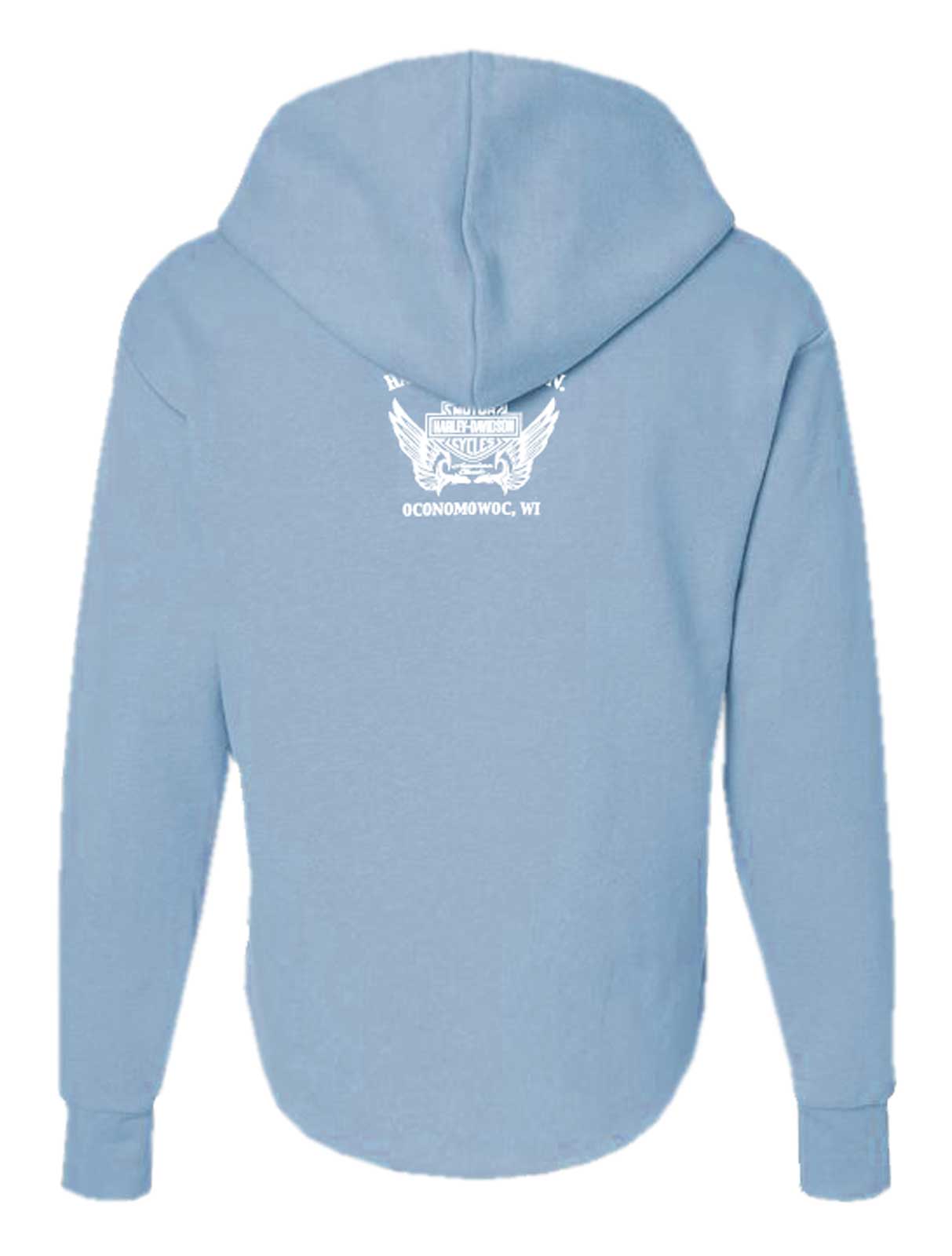 Harley-Davidson Free Shipping - Harley-Davidson Women's Rebel Curved Bottom Hem Zip-Up Hoodie, Misty Blue - Free Shipping on many products plus Orders Over $99