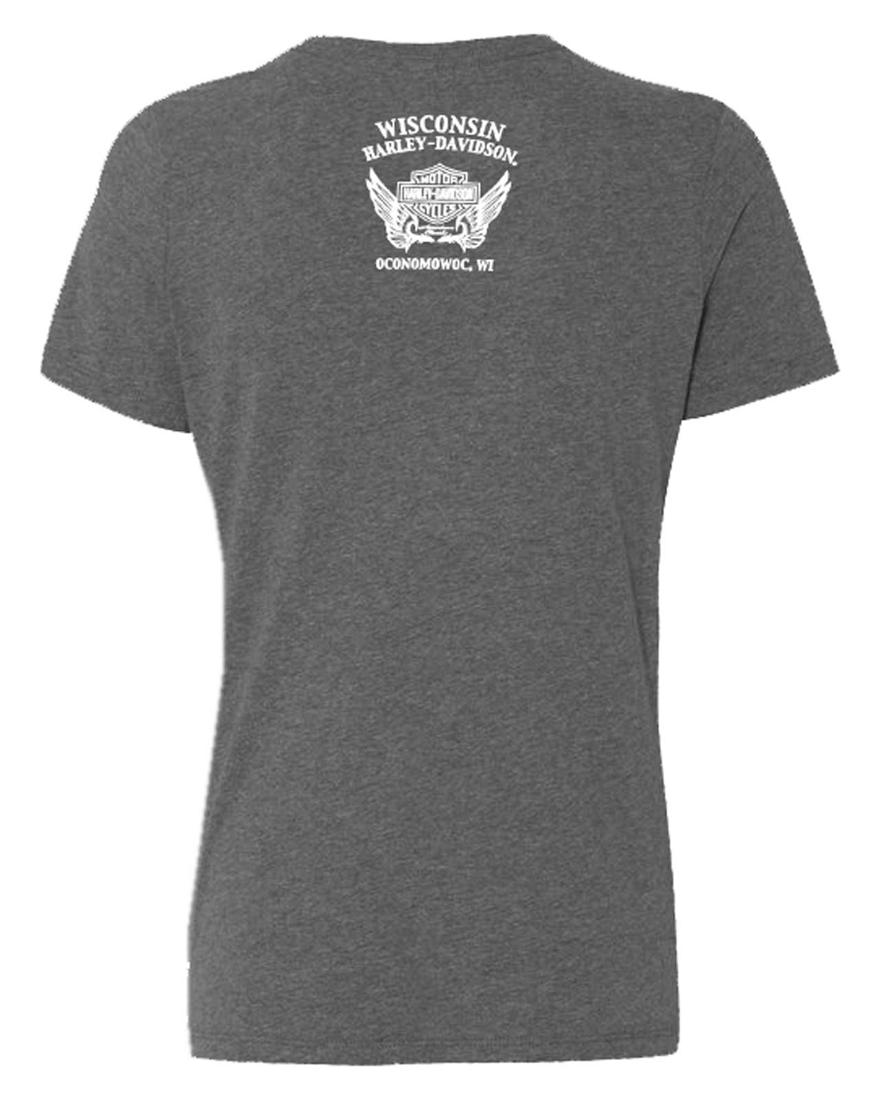 Harley-Davidson Free Shipping - Harley-Davidson Women's Obscure Curved Hem Short Sleeve Scoop Neck Tee, Charcoal - Free Shipping on many products plus Orders Over $99
