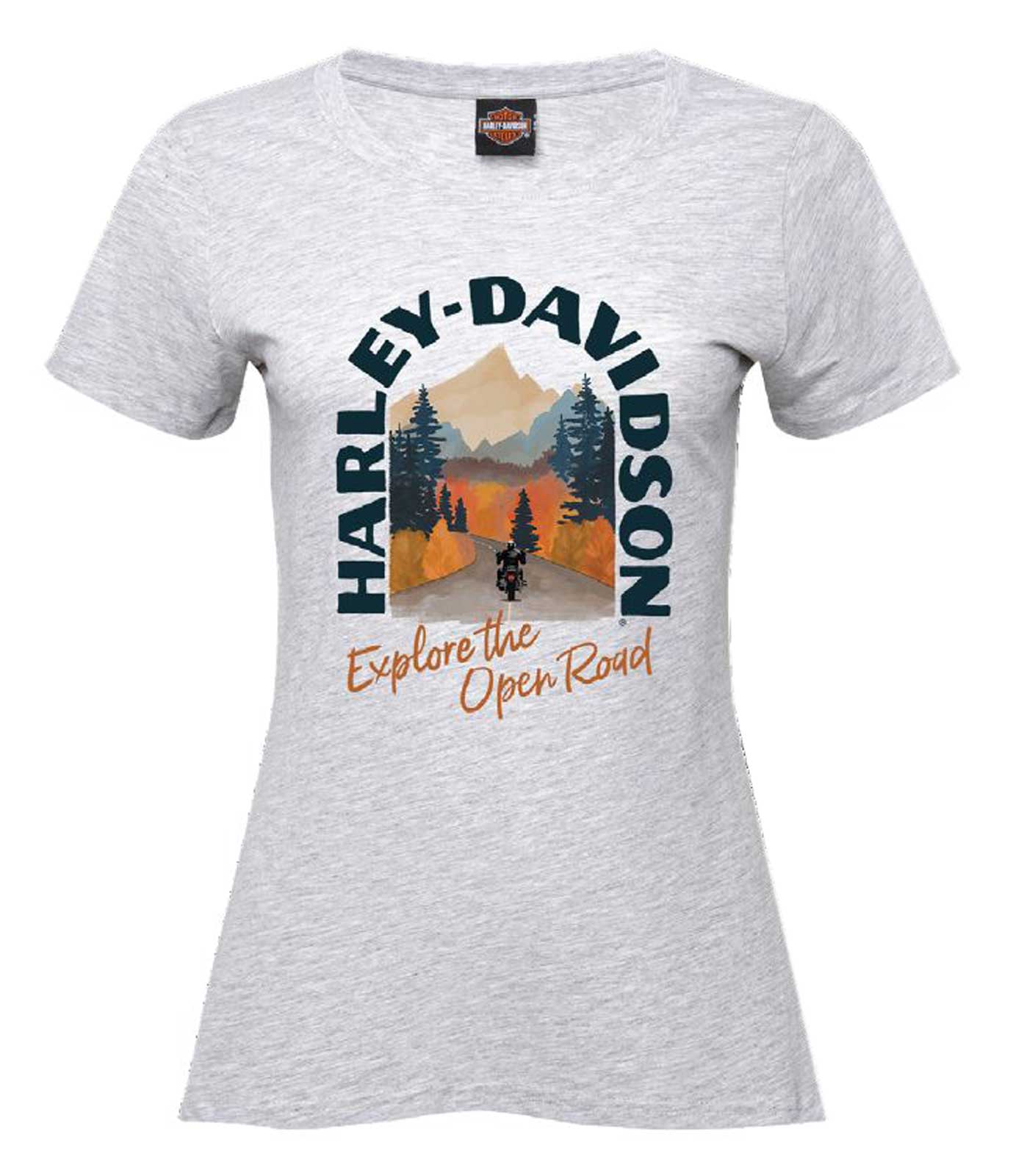 Harley-Davidson Women's Open Road Cotton-Blend Short Sleeve Tee, Heather White - Wisconsin Harley-Davidson