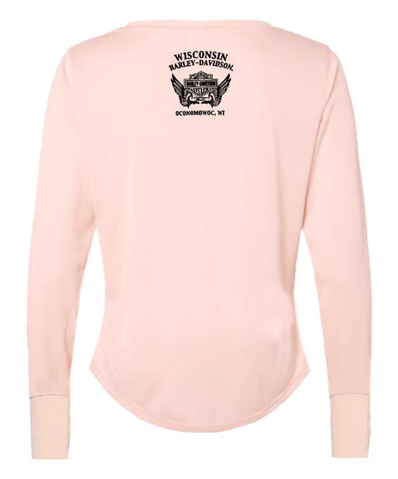 Harley-Davidson Free Shipping - Harley-Davidson Women's Medallion Long Sleeve V-Neck Tee w/ Thumbholes, Blush - Free Shipping on many products plus Orders Over $99
