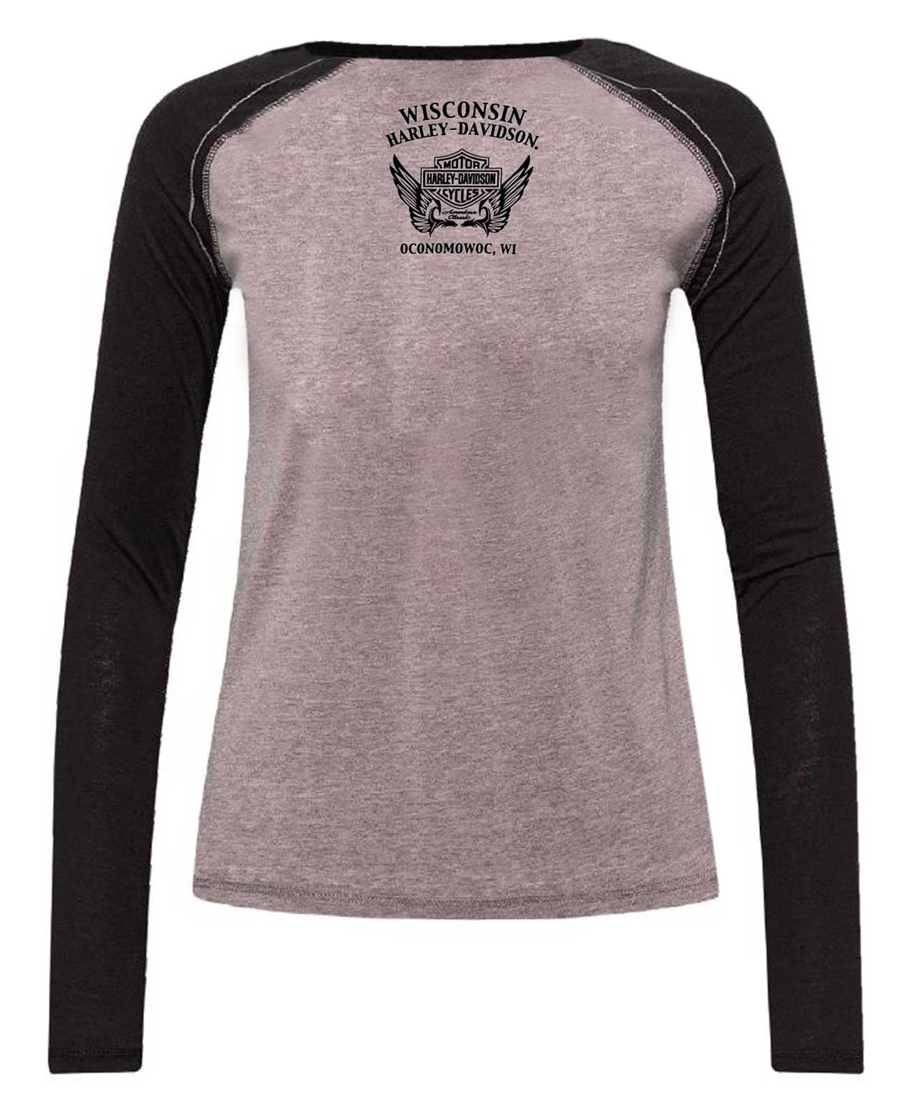 Harley-Davidson Free Shipping - Harley-Davidson Women's Entwine Long Sleeve Raglan Poly-Blend Tee, Gray/Black - Free Shipping on many products plus Orders Over $99