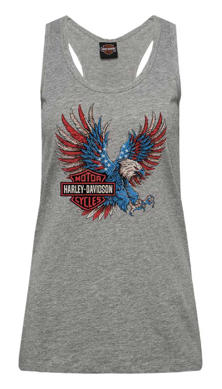 Harley-Davidson Women's Americana Racerback Curved Hem Sleeveless Tank Top - Wisconsin Harley-Davidson