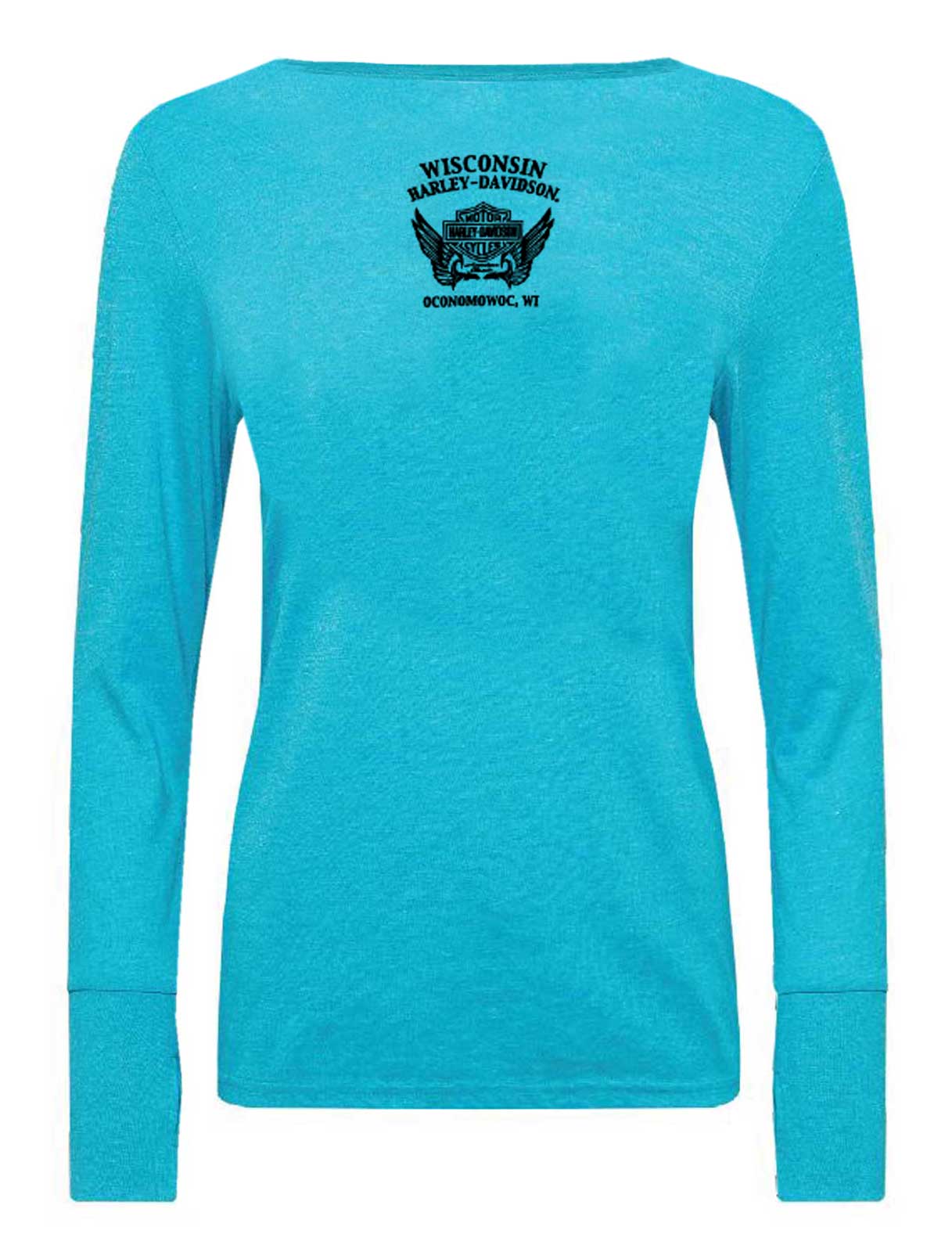 Harley-Davidson Free Shipping - Harley-Davidson Women's Filigree Long Sleeve Scoop Neck Tee w/ Thumbholes, Jade - Free Shipping on many products plus Orders Over $99
