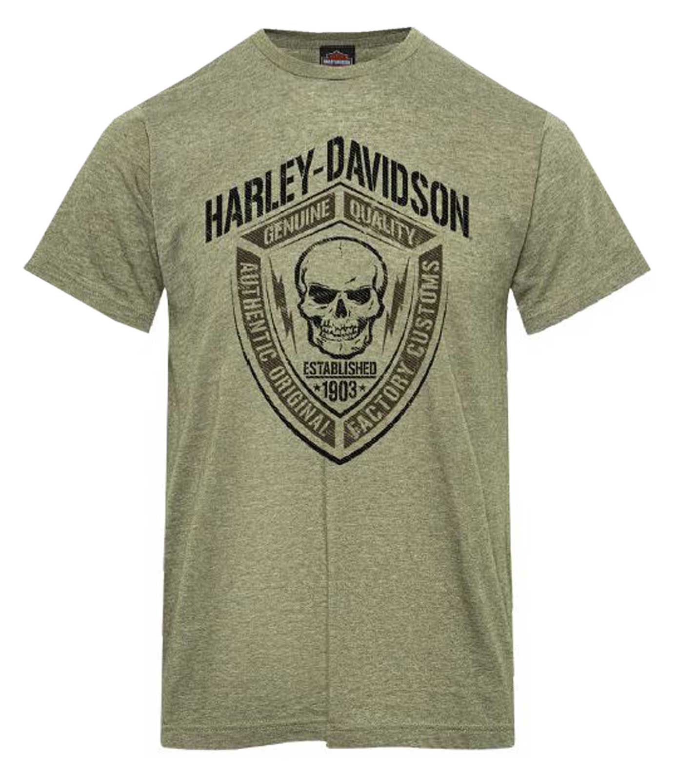 Harley-Davidson Men's Brigade Short Sleeve Poly-Blend Tee, Military Green - Wisconsin Harley-Davidson