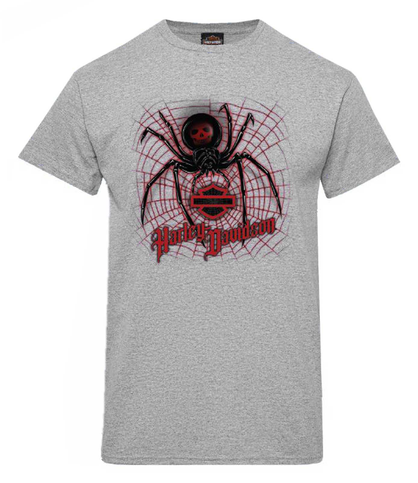 Harley-Davidson Men's Spinning Spider Cotton-Blend Short Sleeve T-Shirt, Gray - Wisconsin Harley-Davidson