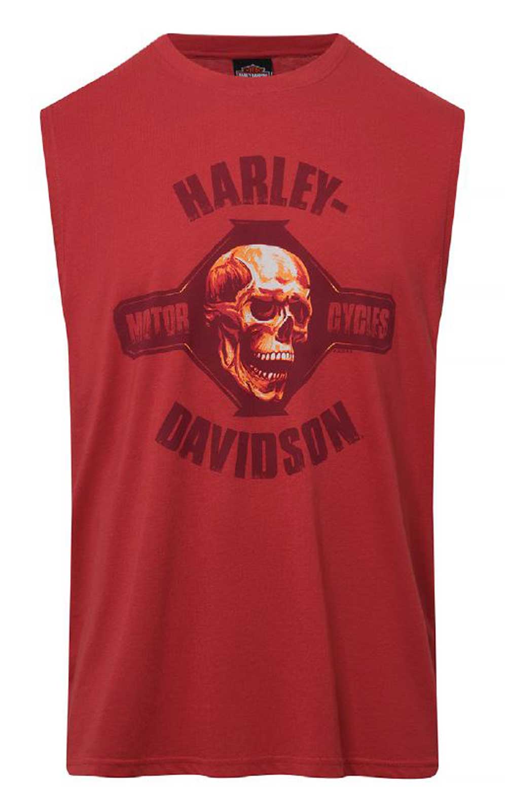 Harley-Davidson Men's Gripe Skull Sleeveless Cotton Muscle T-Shirt, Red - Wisconsin Harley-Davidson