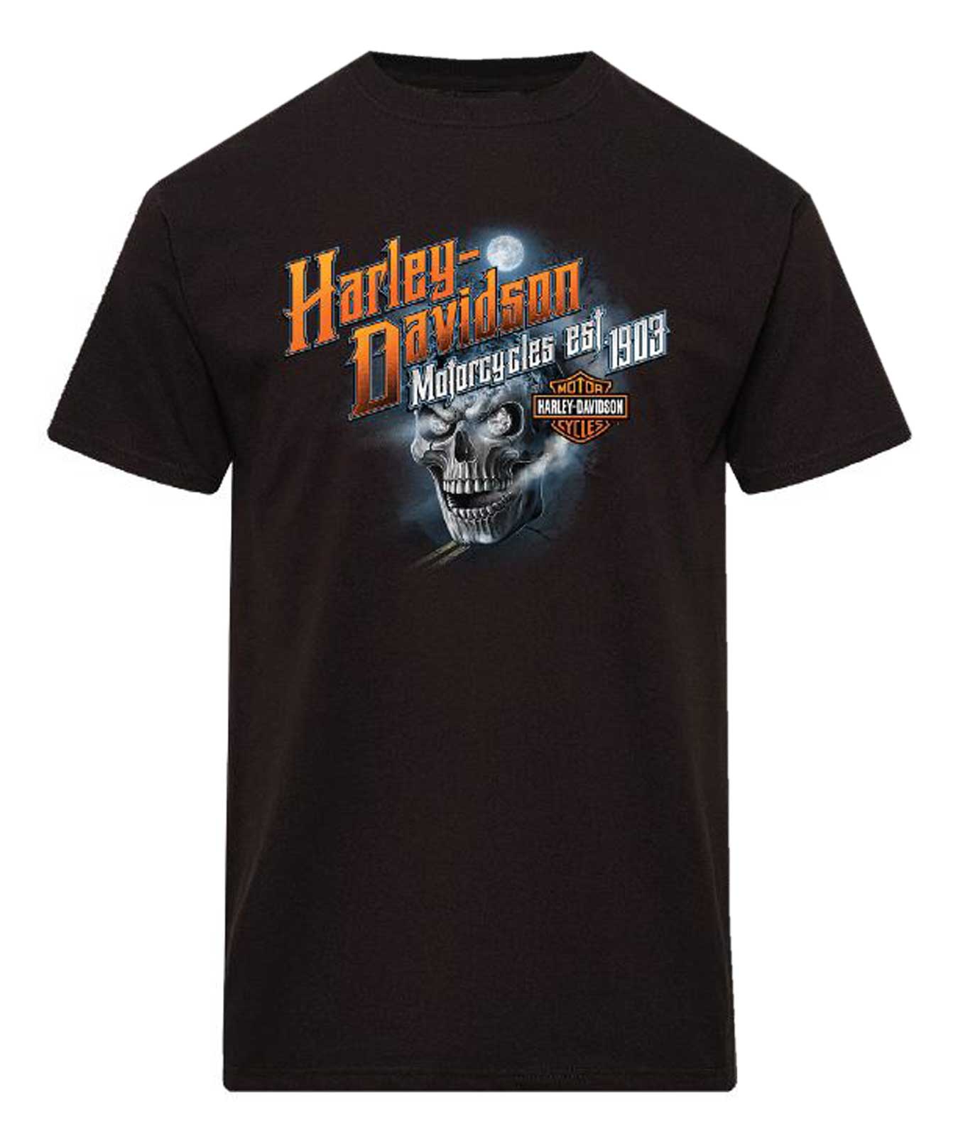 Harley-Davidson Men's Haunted Skull Crew-Neck Short Sleeve T-Shirt, Black - Wisconsin Harley-Davidson