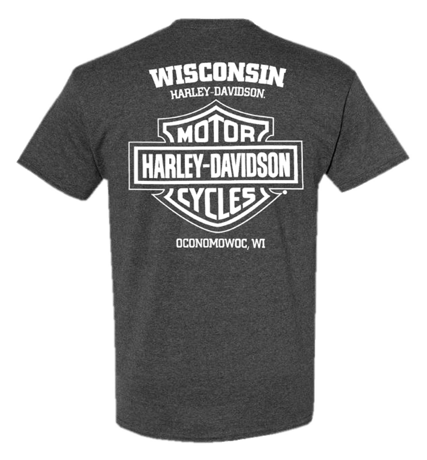 Harley-Davidson Free Shipping - Harley-Davidson Men's Grim Badge Short Sleeve Poly-Blend Tee, Graphite Heather - Free Shipping on many products plus Orders Over $99