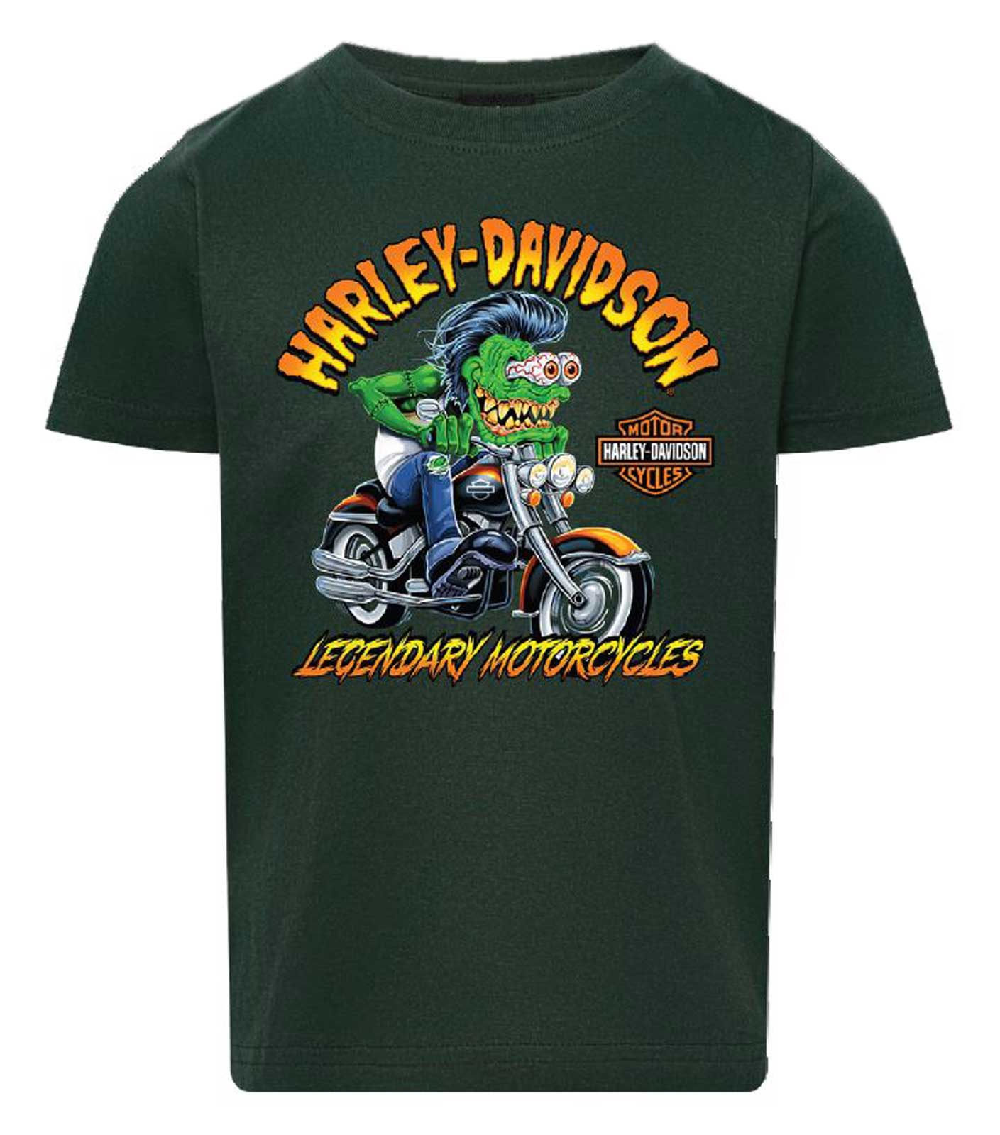 Harley-Davidson Boy's Rascal Short Sleeve Cotton Youth Tee, Forest Green - Wisconsin Harley-Davidson