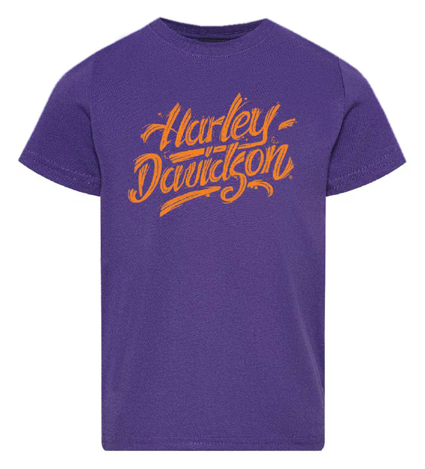 Harley-Davidson Girl's Tag H-D Youth Short Sleeve Crew-Neck Tee, Purple - Wisconsin Harley-Davidson