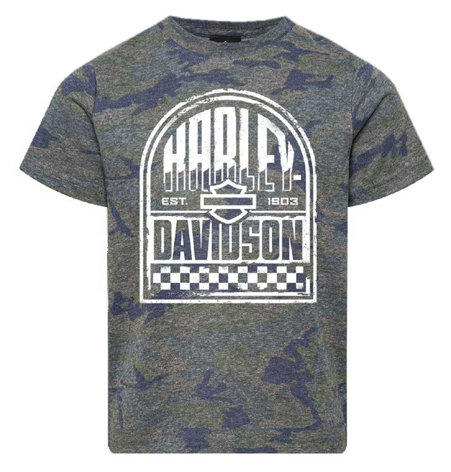 Harley-Davidson Boy's Wallop Short Sleeve Cotton Toddler Tee, Vintage Camo - Wisconsin Harley-Davidson