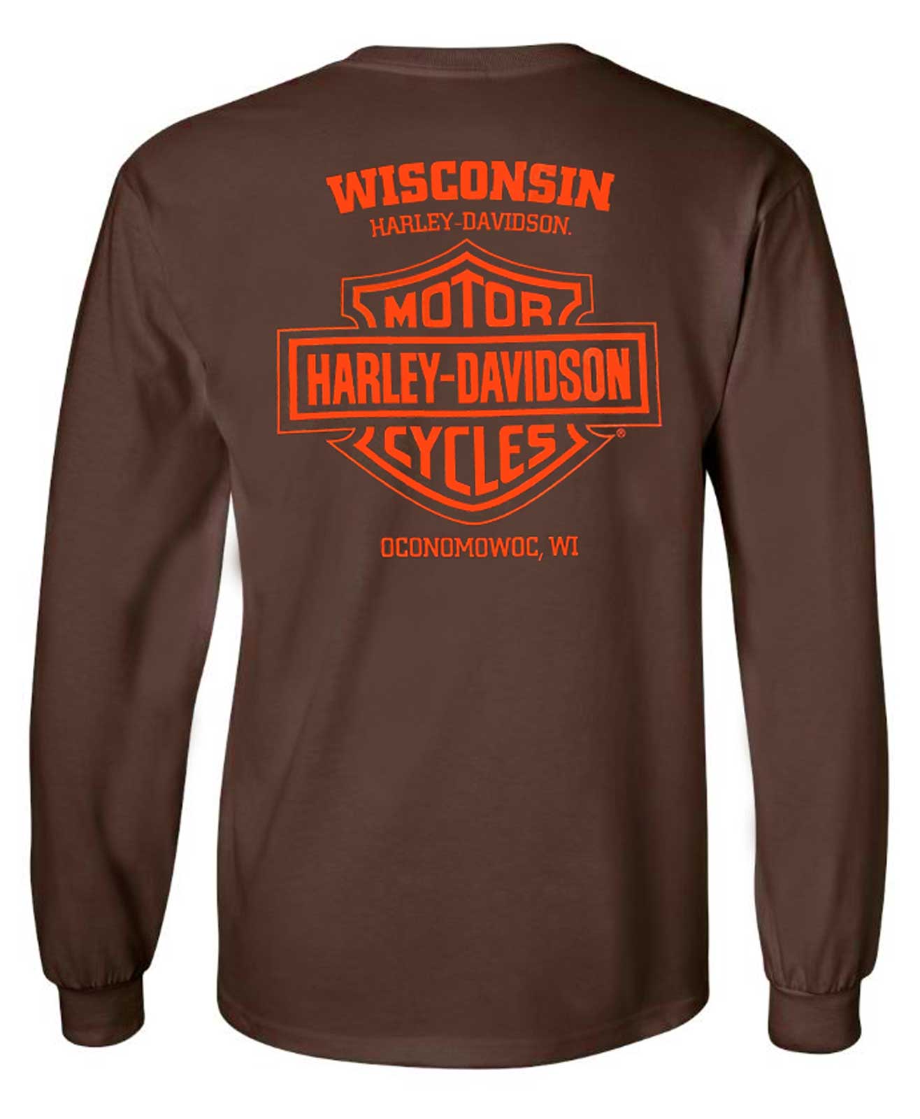 Harley-Davidson Free Shipping - Harley-Davidson Men's Giant Long Sleeve Crew-Neck Cotton Shirt, Dark Brown - Free Shipping on many products plus Orders Over $99