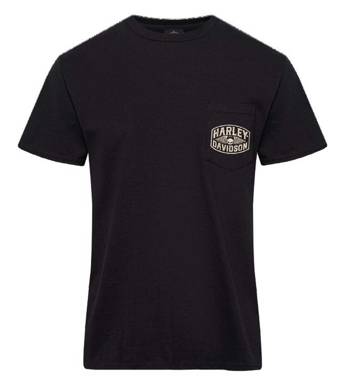 Harley-Davidson Men's Fragment Short Sleeve Chest Pocket Cotton Tee, Black - Wisconsin Harley-Davidson