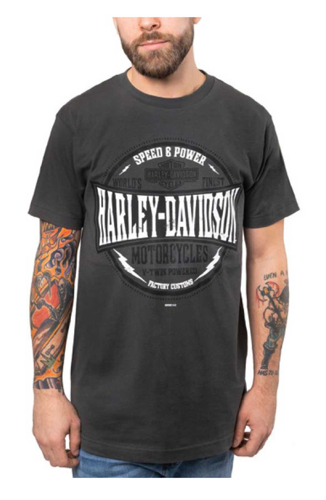 Harley-Davidson Men's Peaks Short Sleeve Crew-Neck T-Shirt, Charcoal Heather - Wisconsin Harley-Davidson