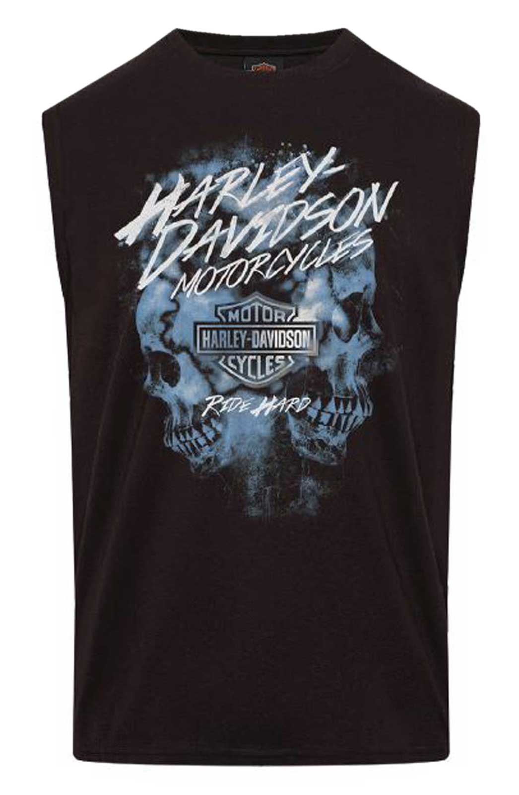 Harley-Davidson Men's Duel Skeleton Sleeveless Cotton Muscle T-Shirt, Black - Wisconsin Harley-Davidson