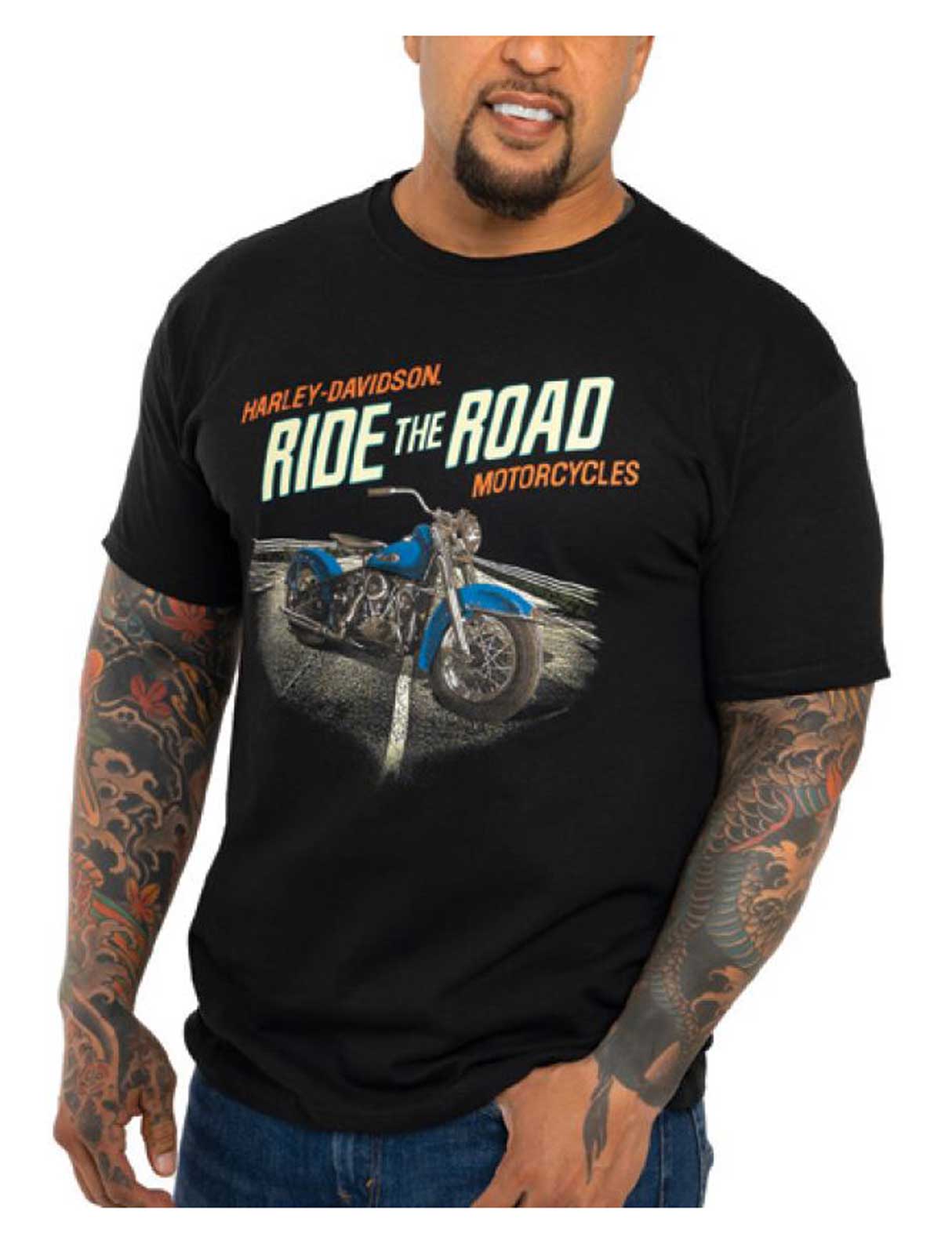 Harley-Davidson Men's Distance Short Sleeve Crew-Neck Cotton T-Shirt, Black - Wisconsin Harley-Davidson