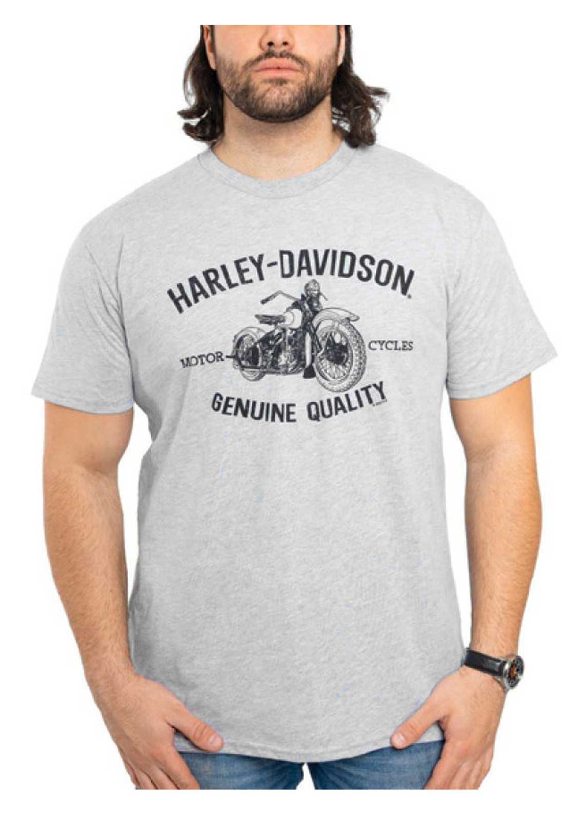 Harley-Davidson Men's Industry Short Sleeve Cotton-Blend Tee, Heather Gray - Wisconsin Harley-Davidson