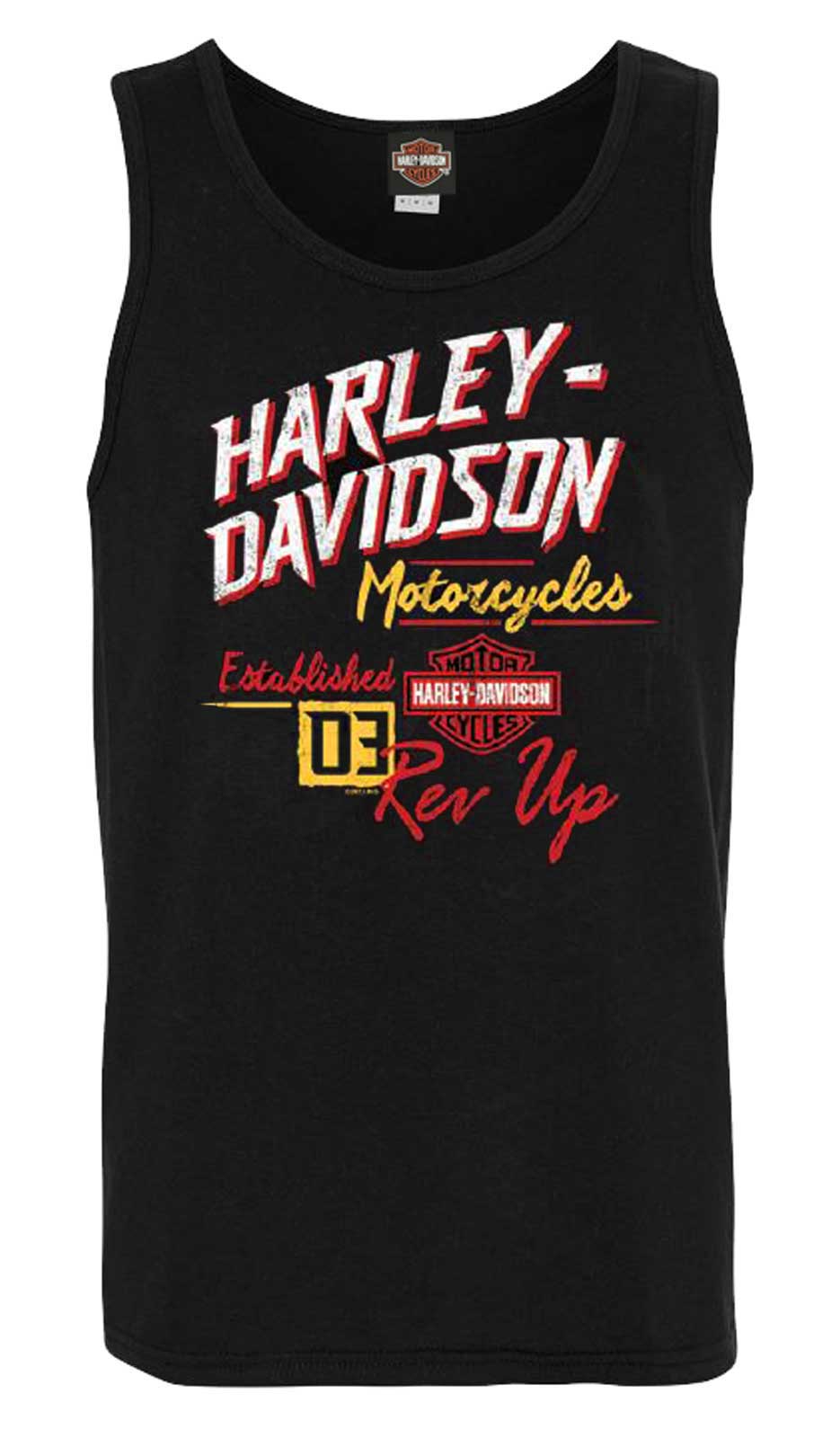 Harley-Davidson Men's Rev Up Retro Sleeveless Cotton Tank Top, Black - Wisconsin Harley-Davidson