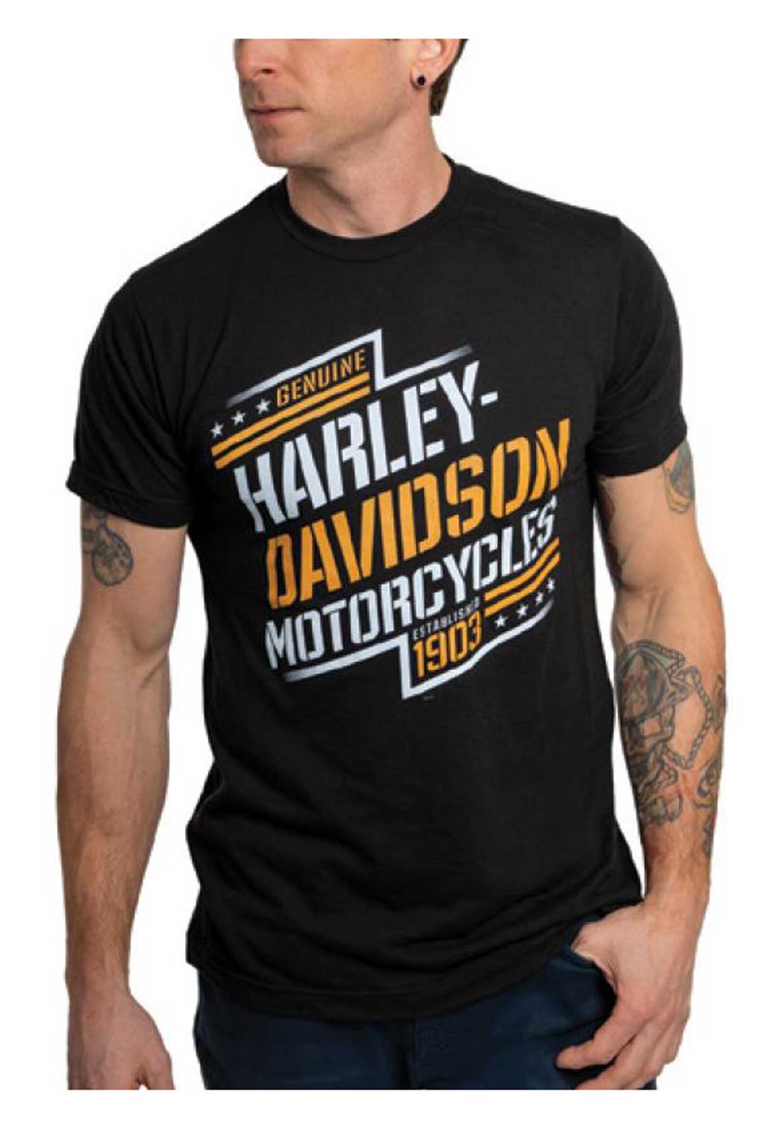 Harley-Davidson Men's Contend Short Sleeve Poly-Blend Crew-Neck T-Shirt, Black - Wisconsin Harley-Davidson