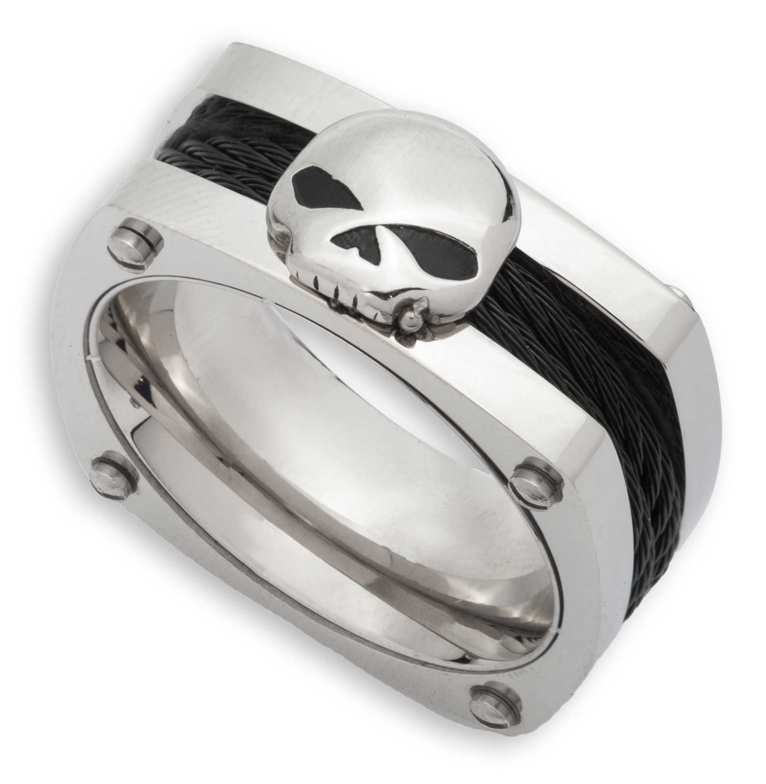 Harley-Davidson Free Shipping - Harley-Davidson Men's Willie G Skull Stainless Steel Square Wire Ring, Silver - Free Shipping on many products plus Orders Over $99