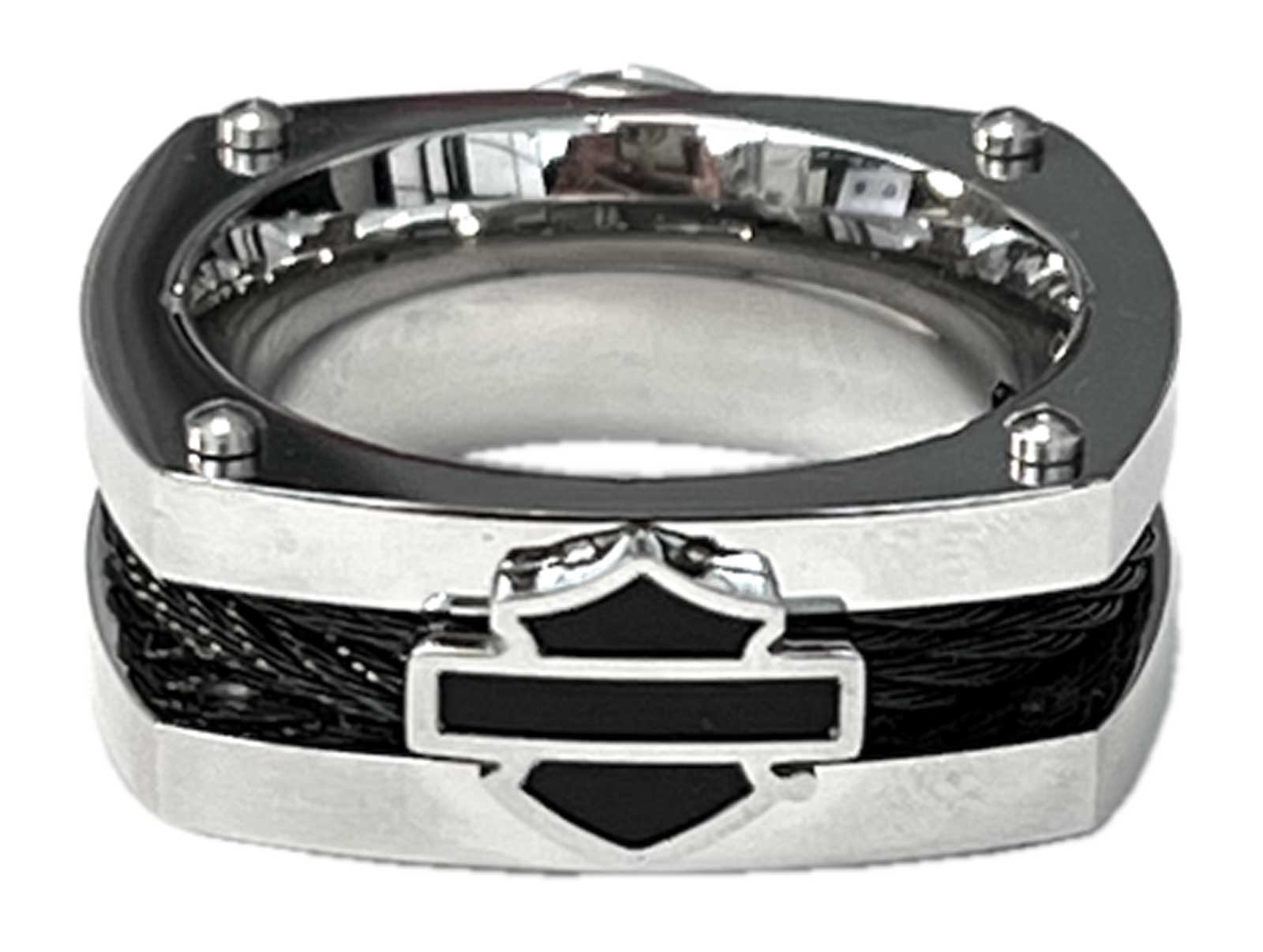 Harley-Davidson Men's Willie G Skull Stainless Steel Square Wire Ring, Silver - No Hassle Returns at Wisconsin Harley