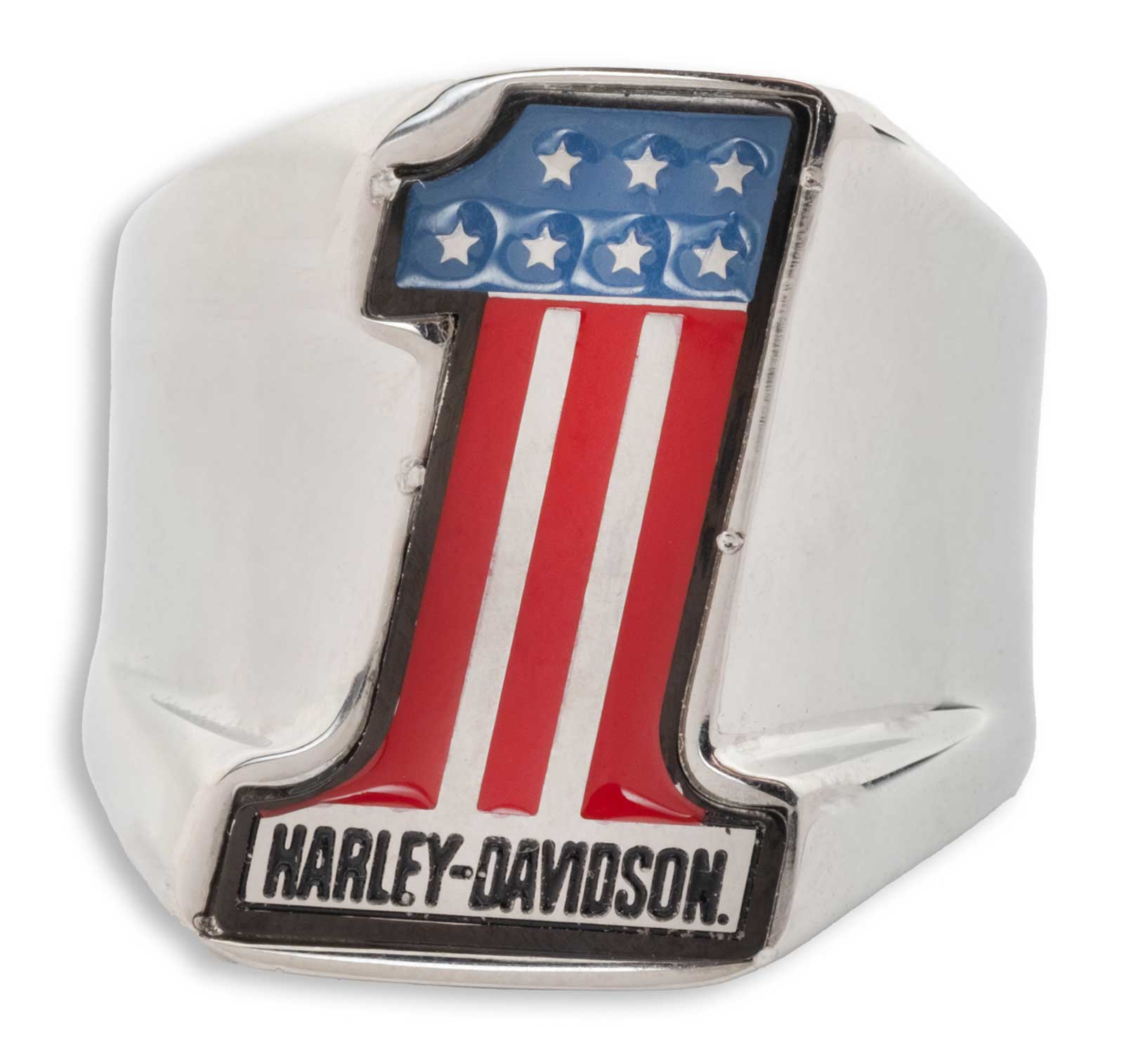 Harley-Davidson Free Shipping - Harley-Davidson Men's #1 RWB USA Logo Stainless Steel Ring, Silver Finish - Free Shipping on many products plus Orders Over $99