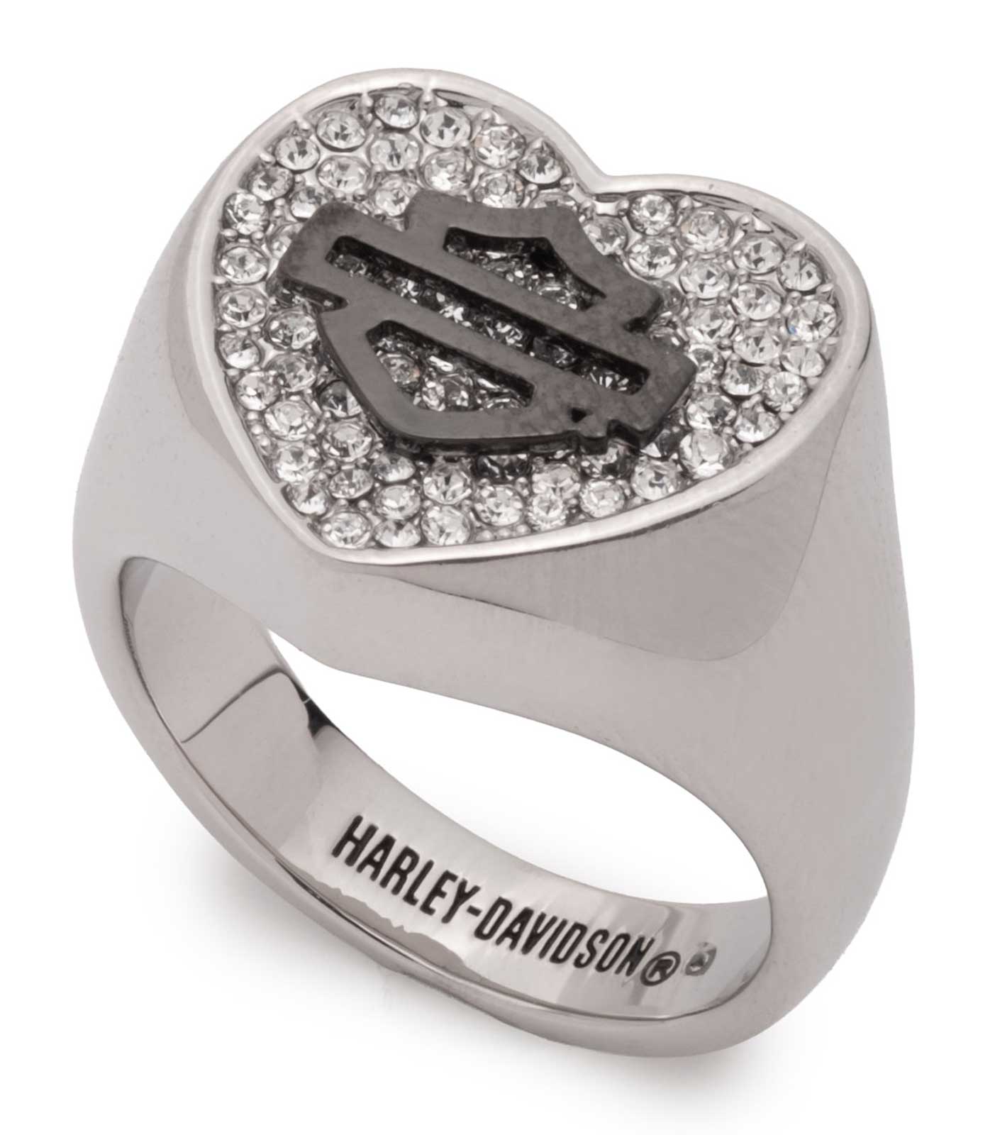 Harley-Davidson Free Shipping - Harley-Davidson Women's Pave Heart Bar & Shield Ring, Brass Silver Plated - Free Shipping on many products plus Orders Over $99