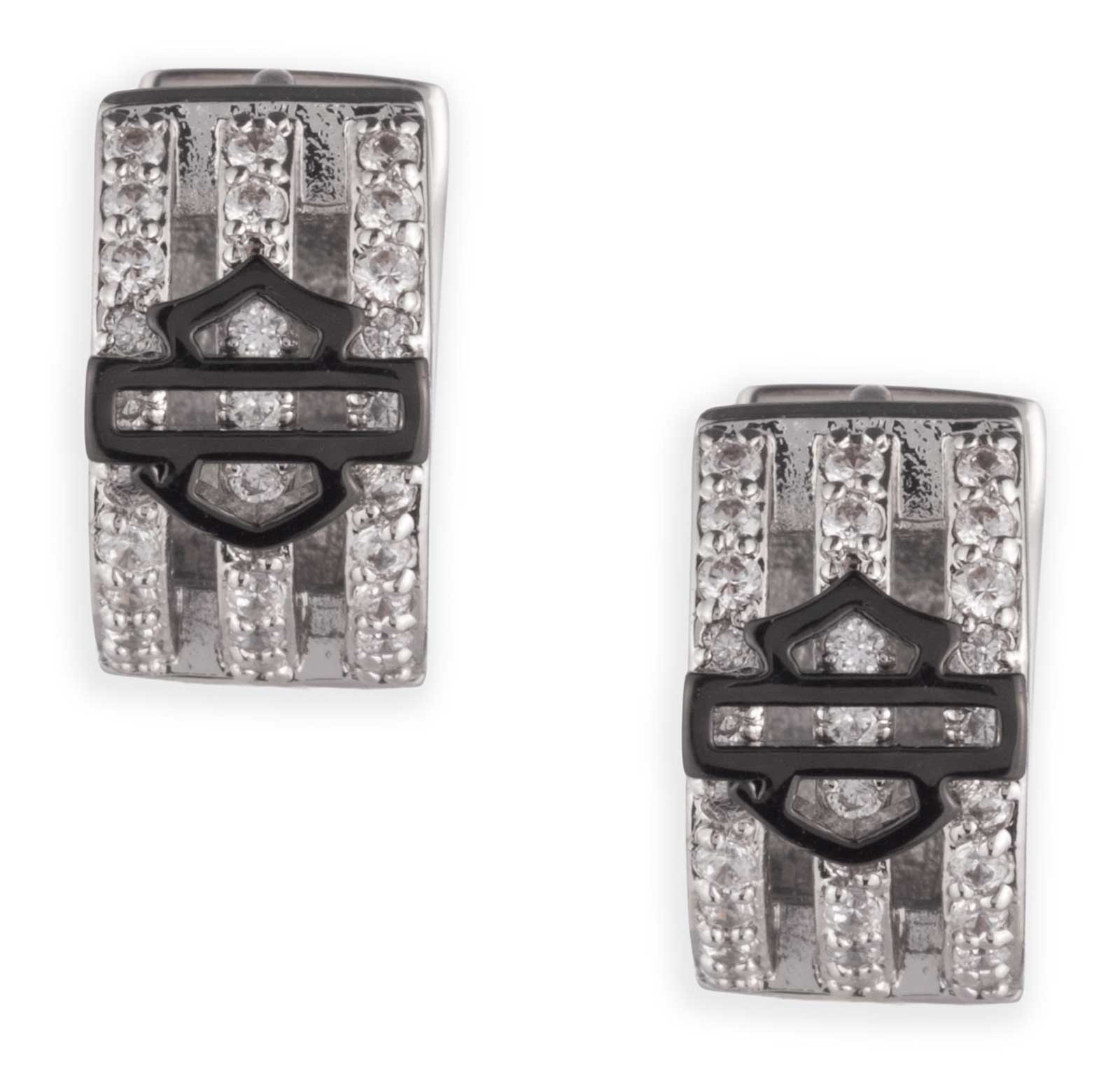Harley-Davidson Free Shipping - Harley-Davidson Women's Pave Crystal Bar & Shield Huggie Hoop Earrings, Silver - Free Shipping on many products plus Orders Over $99