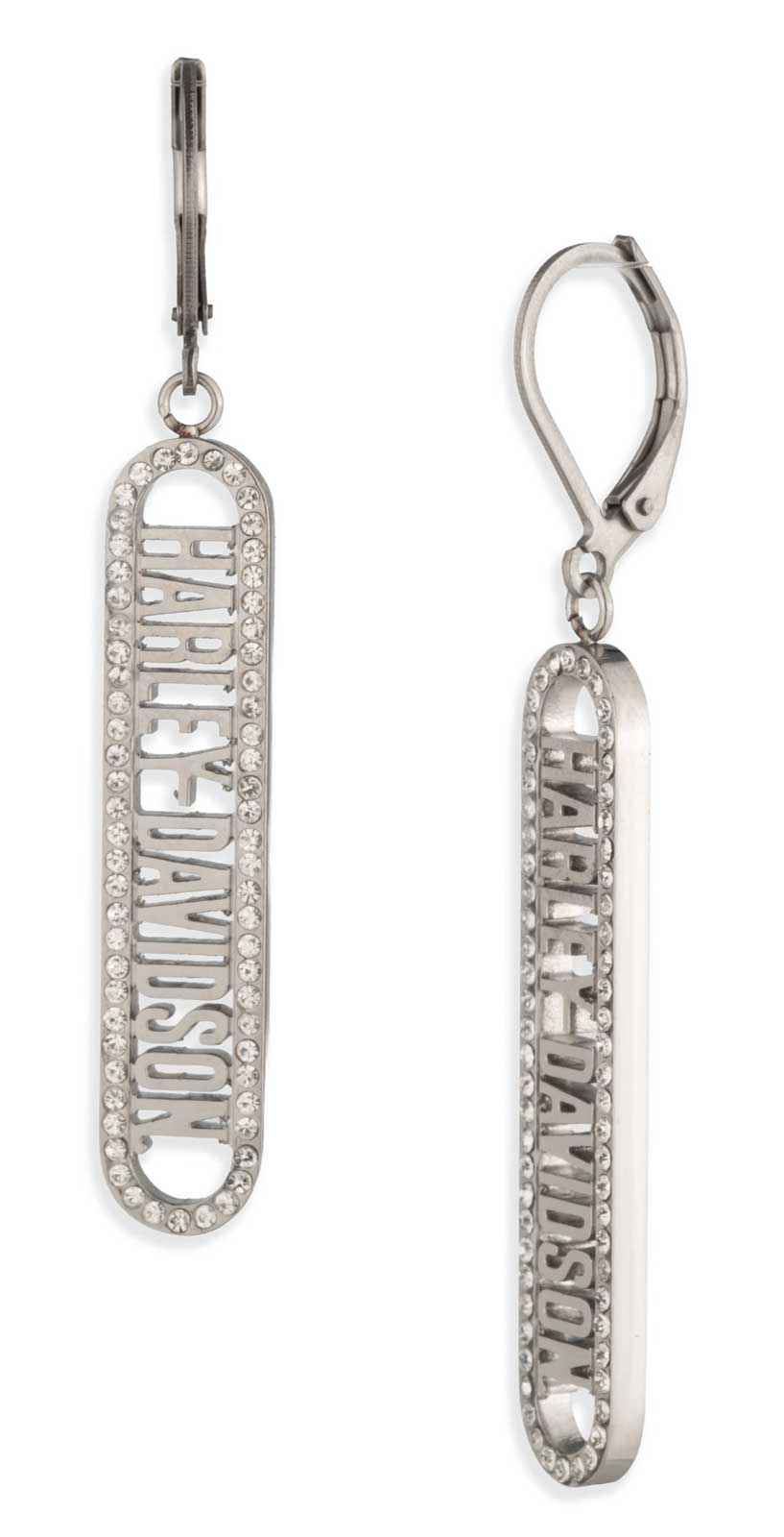 Harley-Davidson Free Shipping - Harley-Davidson Women's Crystal Cutout H-D Script Drop Earrings, Silver - Free Shipping on many products plus Orders Over $99