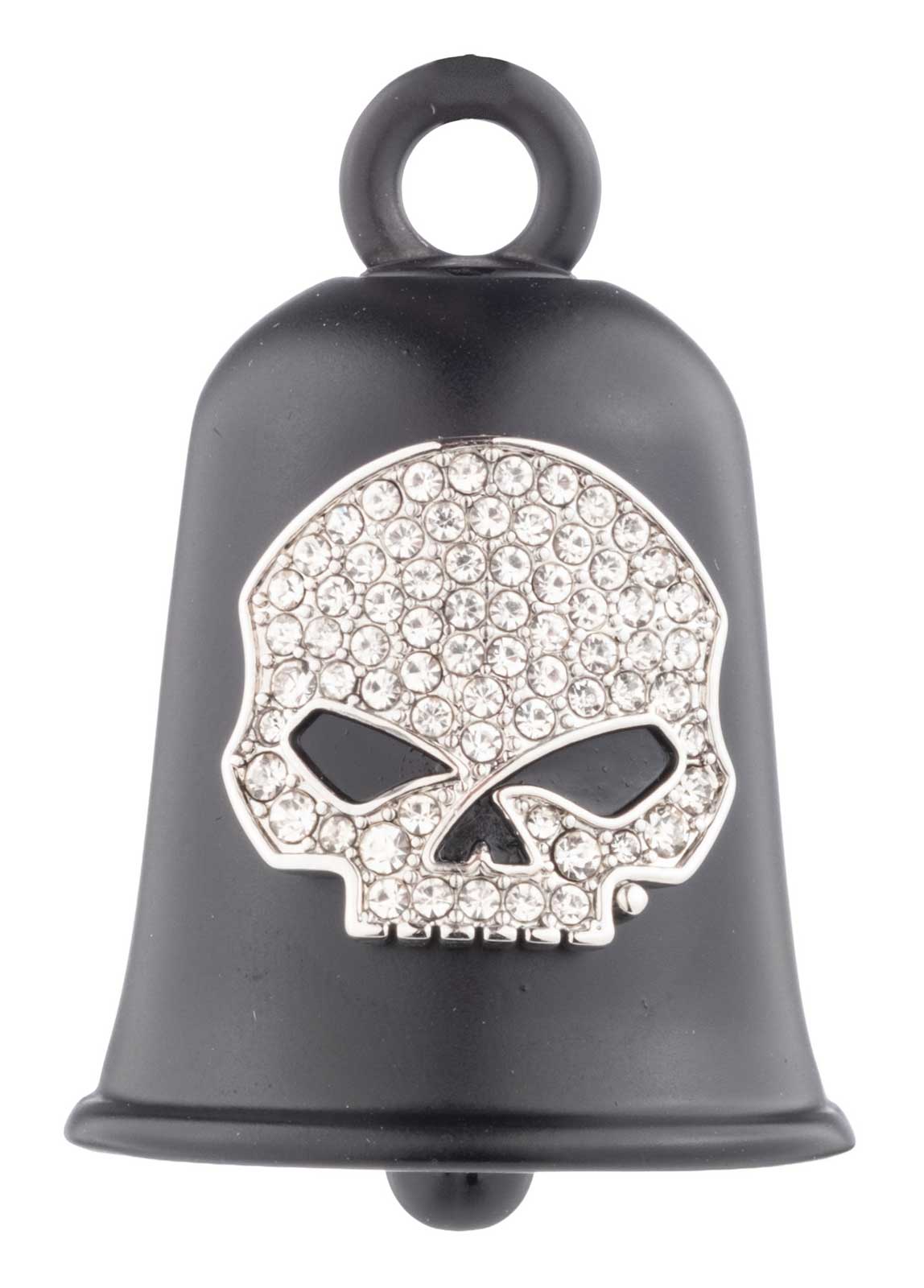 Harley-Davidson Pave Crystal Willie G Skull Logo Motorcycle Ride Bell, Black - Wisconsin Harley-Davidson