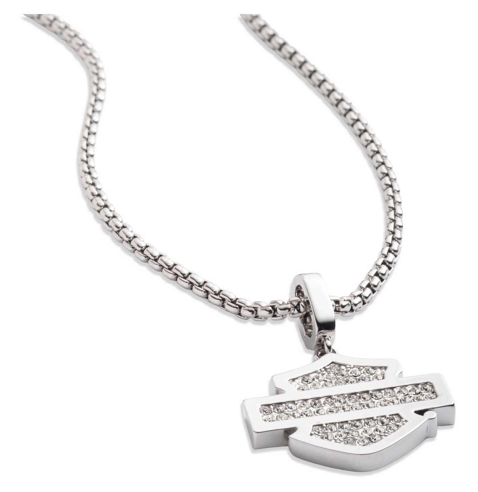 Harley-Davidson Free Shipping - Harley-Davidson Women's Pave Crystal Bar & Shield Logo Pendant Necklace, Silver - Free Shipping on many products plus Orders Over $99