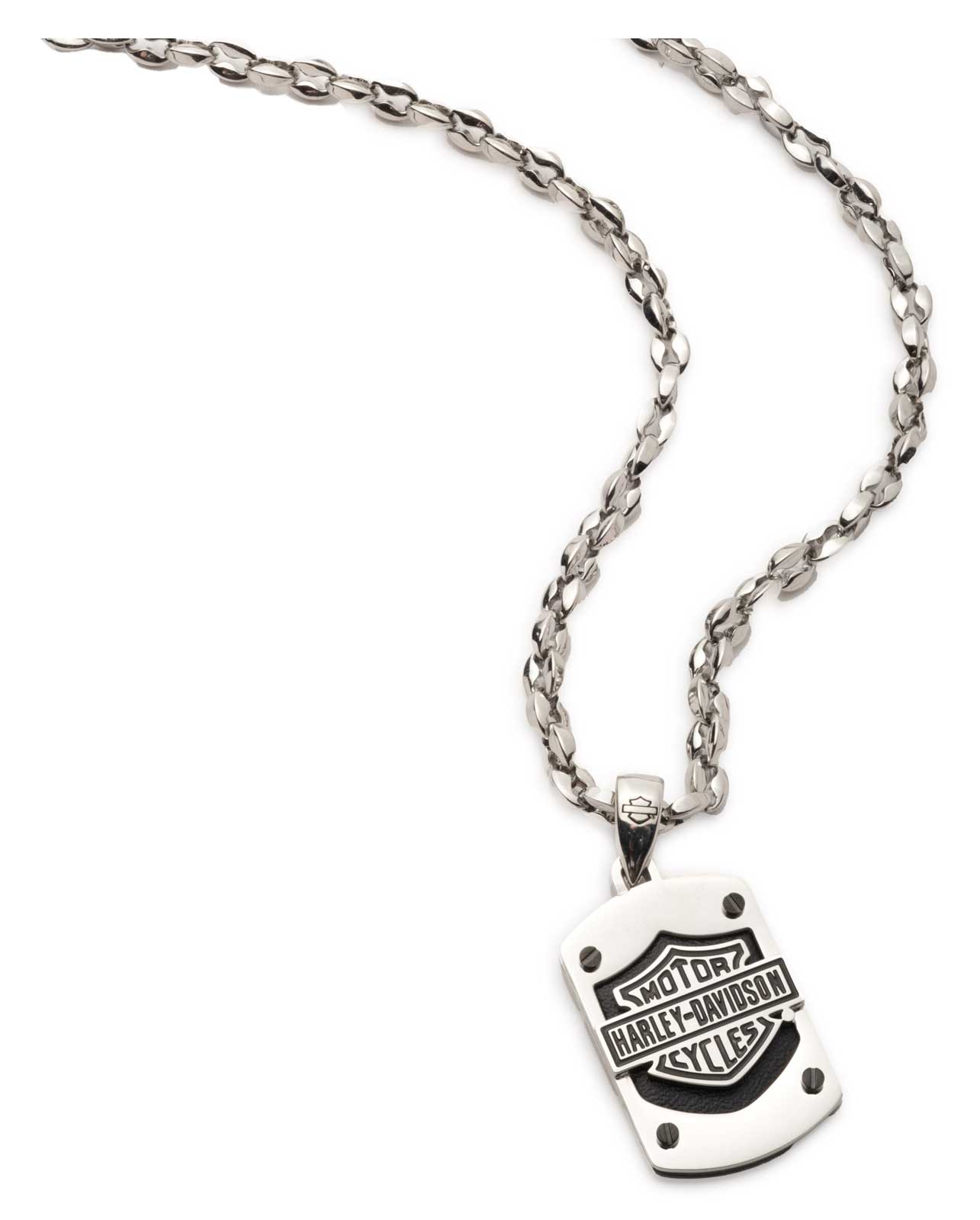 Harley-Davidson Free Shipping - Harley-Davidson Men's Bar & Shield Leather Shield Pendant Necklace, Silver - Free Shipping on many products plus Orders Over $99