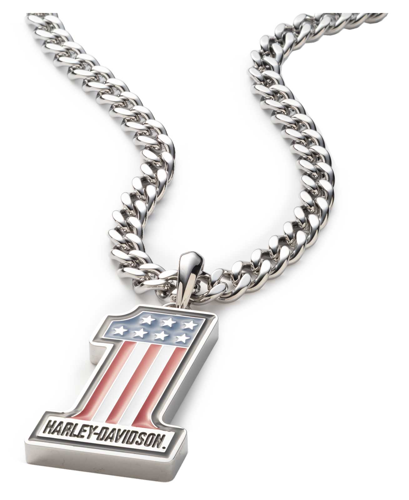 Harley-Davidson Free Shipping - Harley-Davidson Men's #1 RWB Logo Pendant Chain Necklace, Silver Finish - Free Shipping on many products plus Orders Over $99