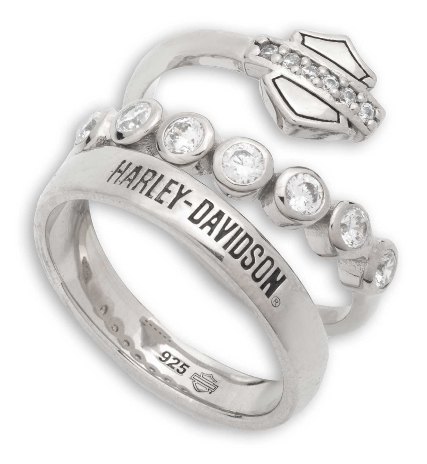 Harley-Davidson Free Shipping - Harley-Davidson Women's Crystal Bar & Shield Faux Stack Ring, Sterling Silver - Free Shipping on many products plus Orders Over $99