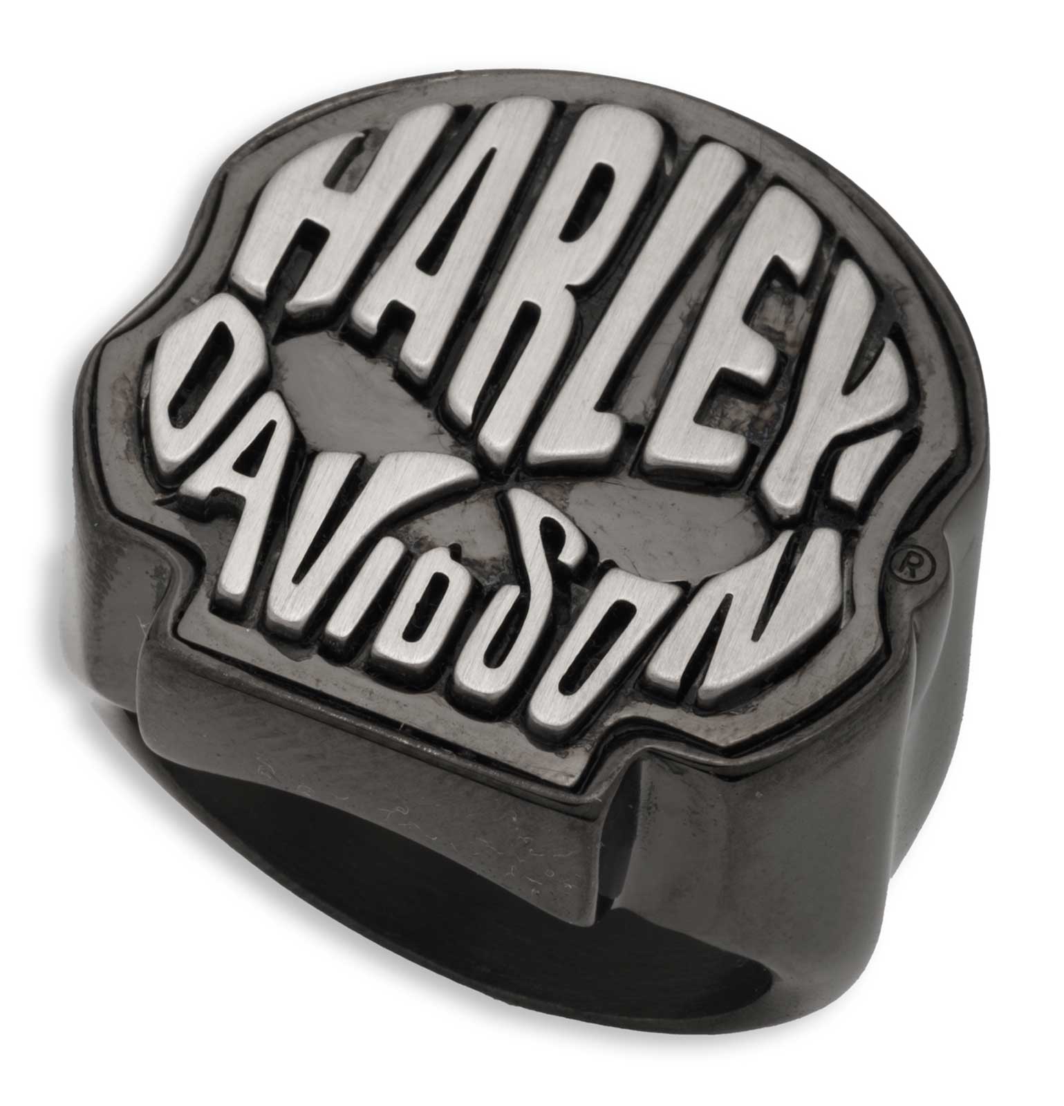 Harley-Davidson Men's Willie G Skull Stainless Steel Ring, Silver/Black - Wisconsin Harley-Davidson