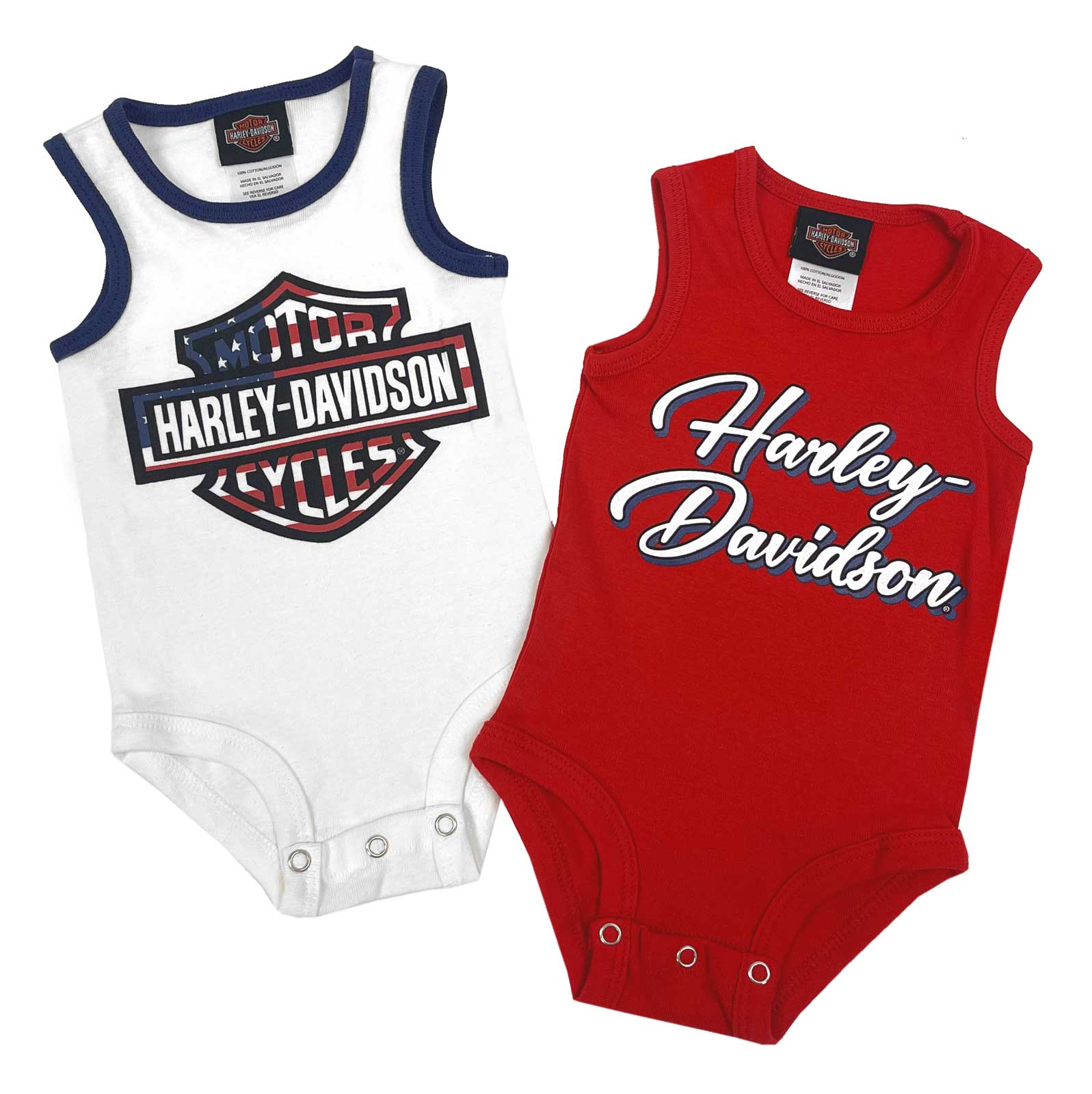 Harley-Davidson Baby Girls' 2-Pack RWB Bar & Shield Rib Infant Bodysuits - Wisconsin Harley-Davidson