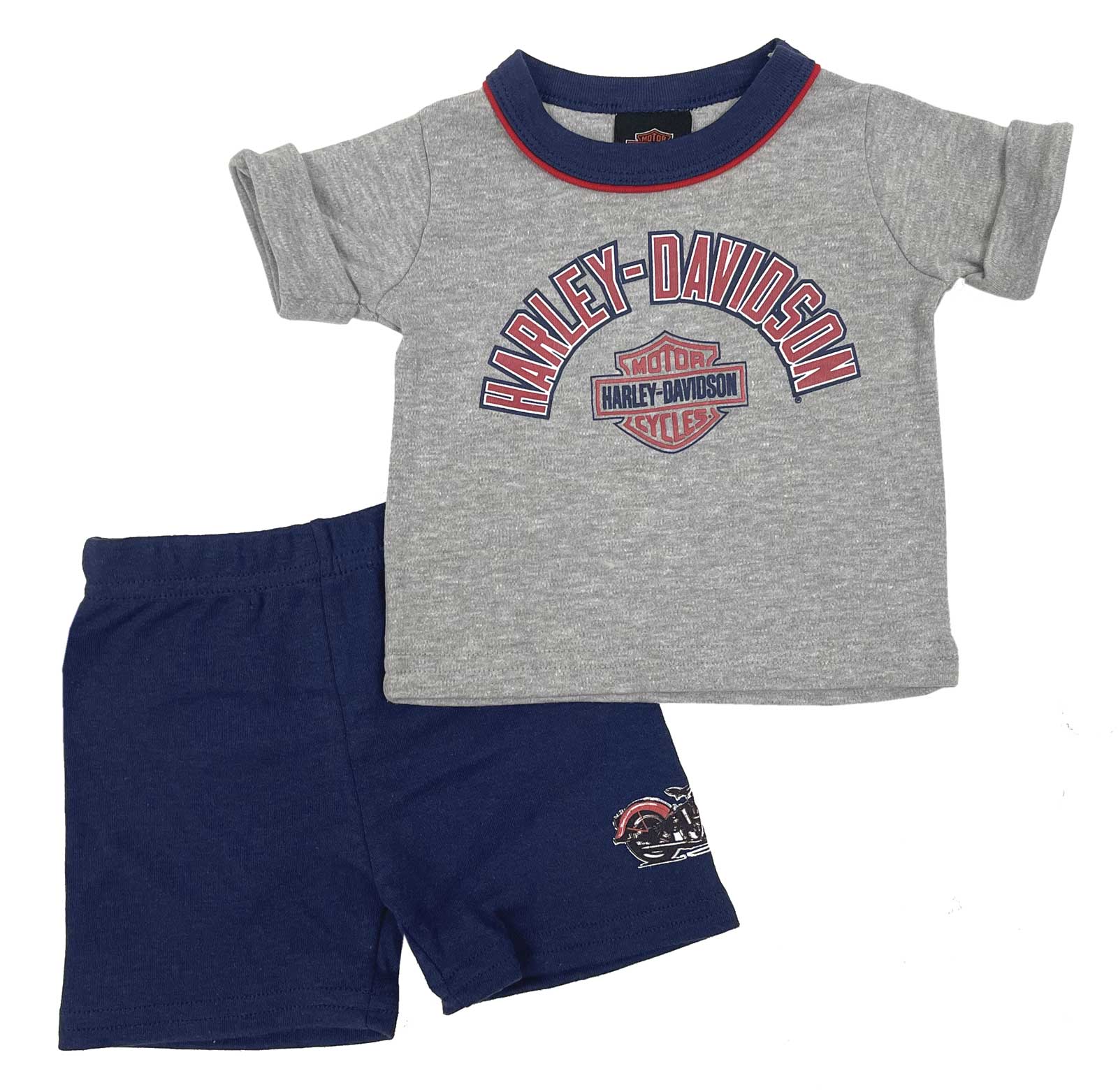 Harley-Davidson Little Boys' 2-Piece Toddler Knit Rolled Cuff Tee & Shorts Set - Wisconsin Harley-Davidson