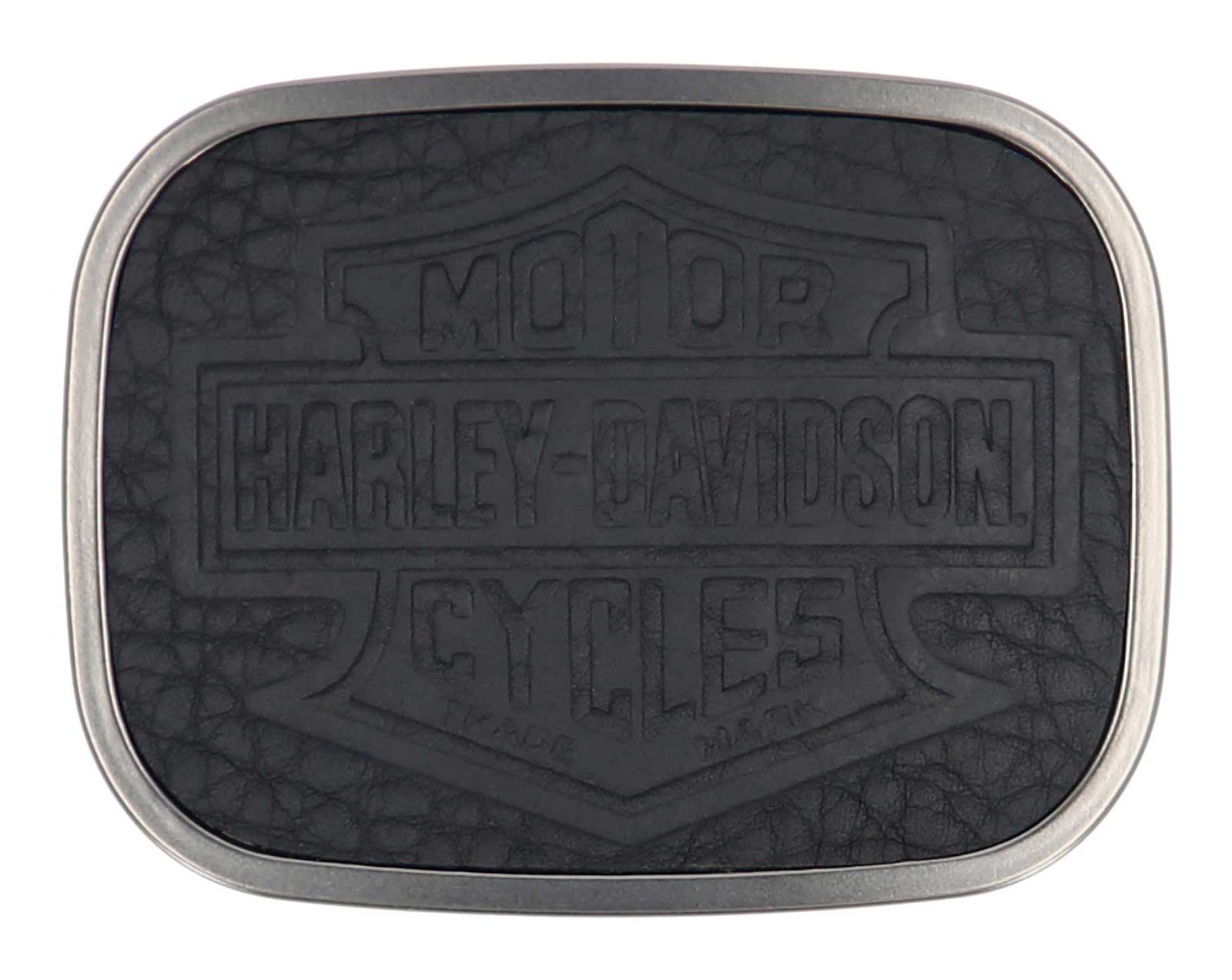 Harley-Davidson Men's Bar & Shield Pebble Leather Belt Buckle, Black Finish - Wisconsin Harley-Davidson