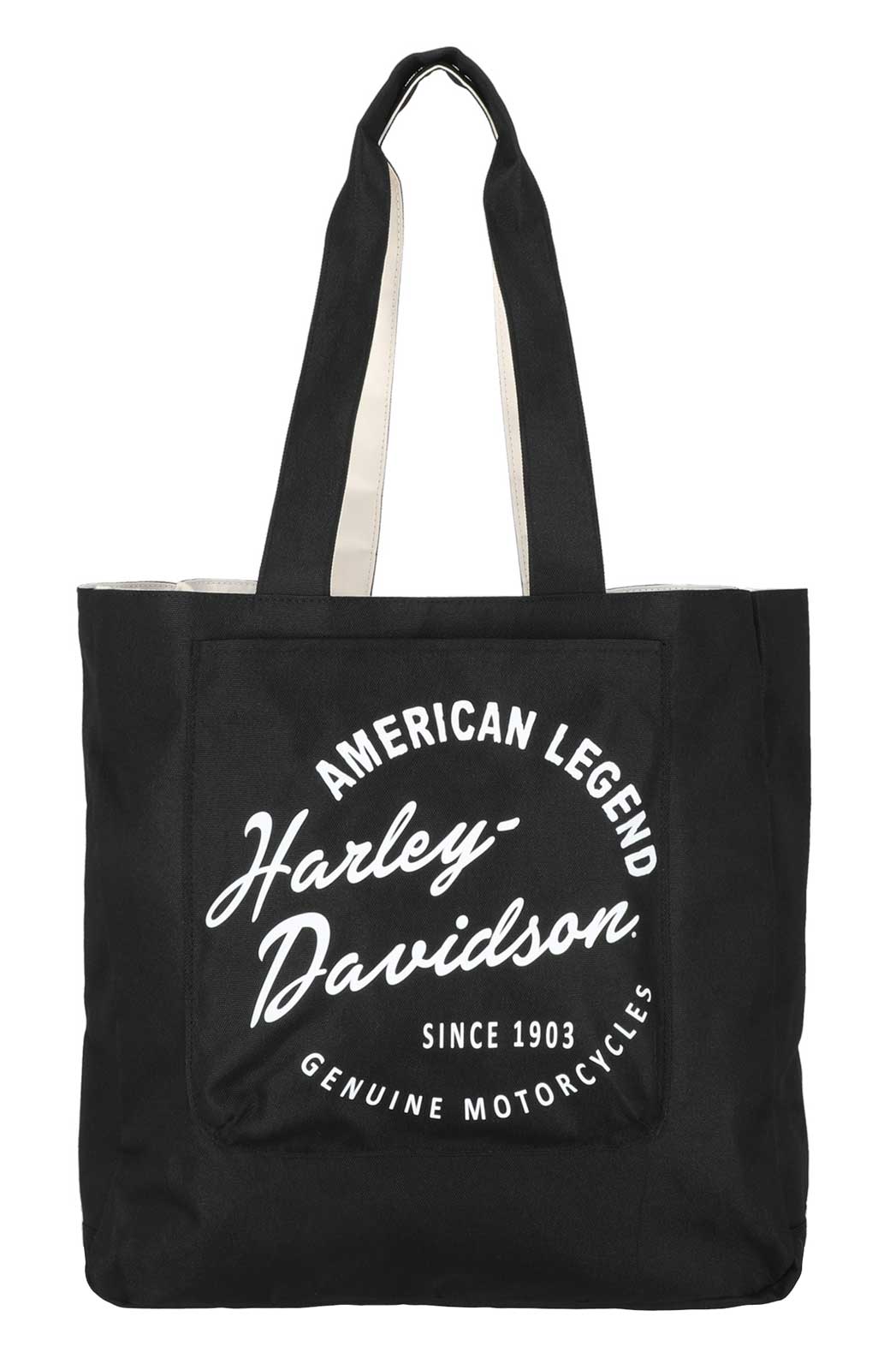 Harley-Davidson Women's American Legend Reversible Polyester Tote Bag, Black - Wisconsin Harley-Davidson