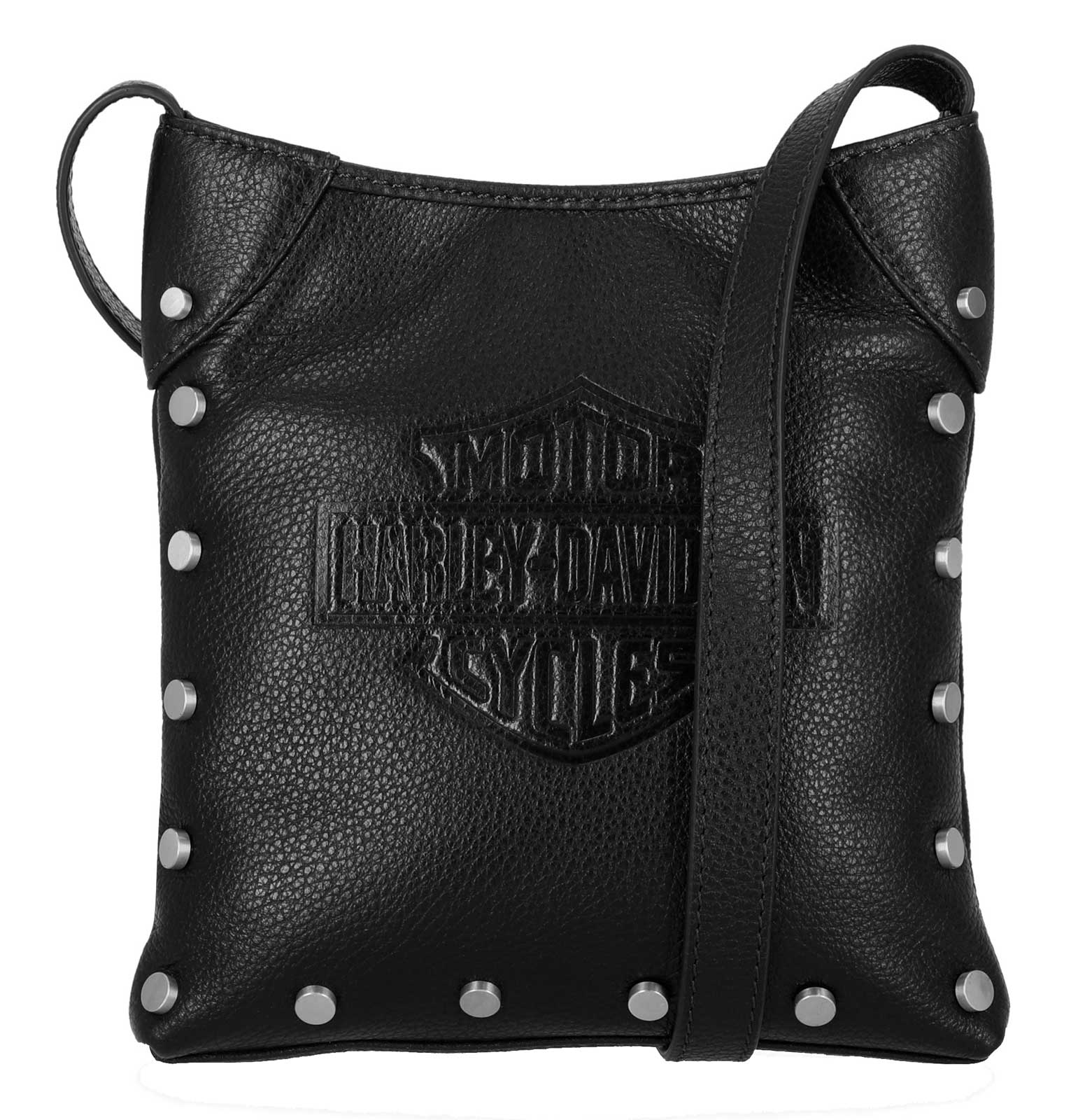 Harley-Davidson Women's Core Stud Genuine Leather Crossbody Purse, Black - Wisconsin Harley-Davidson