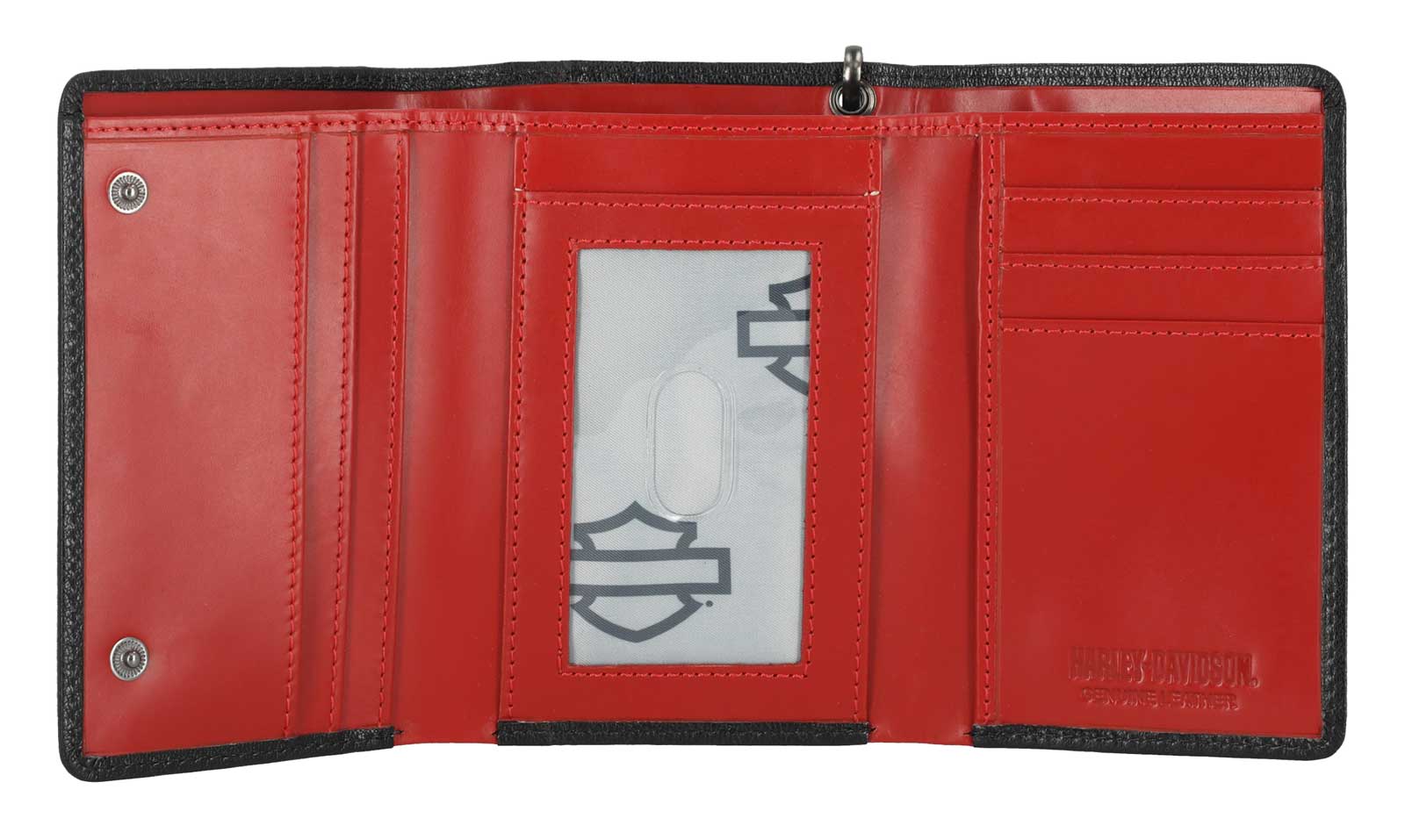 Harley-Davidson Men's #1 RWB Genuine Leather Medium Trifold Chain Wallet - Largest Selection of Harley-Davidson Products