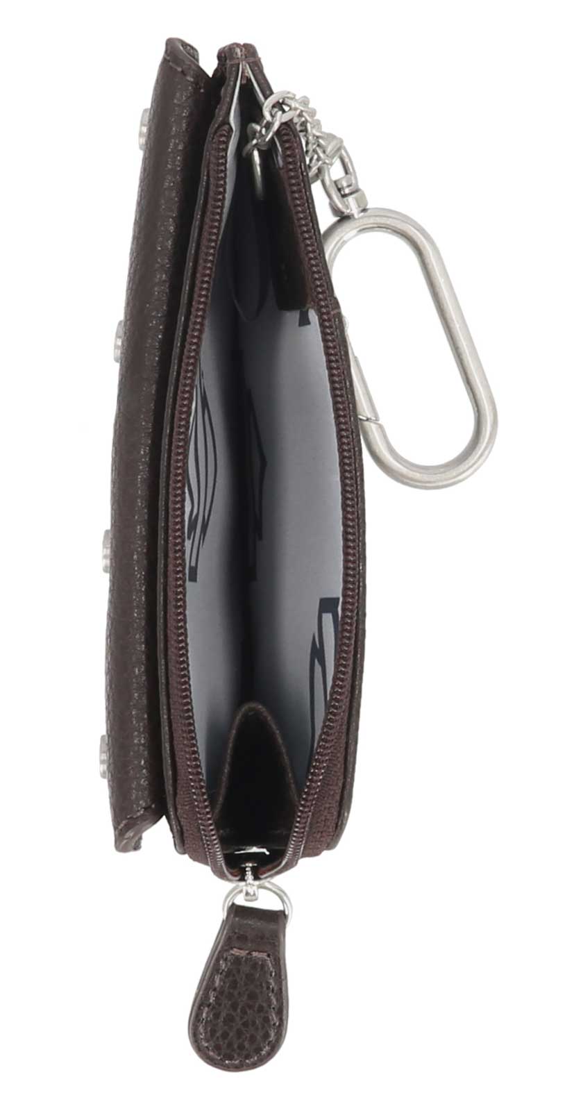 Harley-Davidson Women's Core Stud B&S Leather Key Card Case Wallet, Dark Brown - No Hassle Returns at Wisconsin Harley